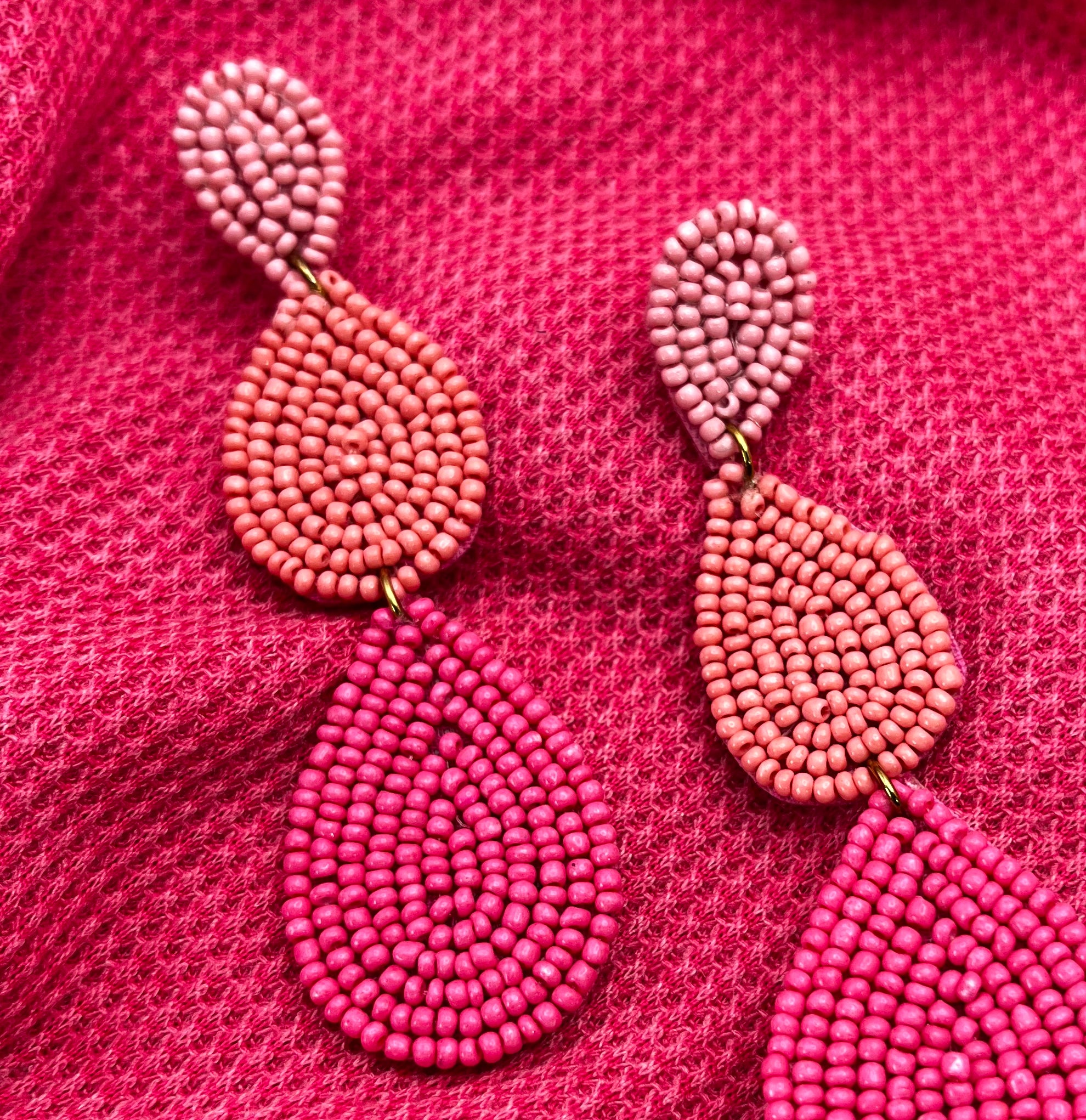 Pink Rain Beaded Earrings