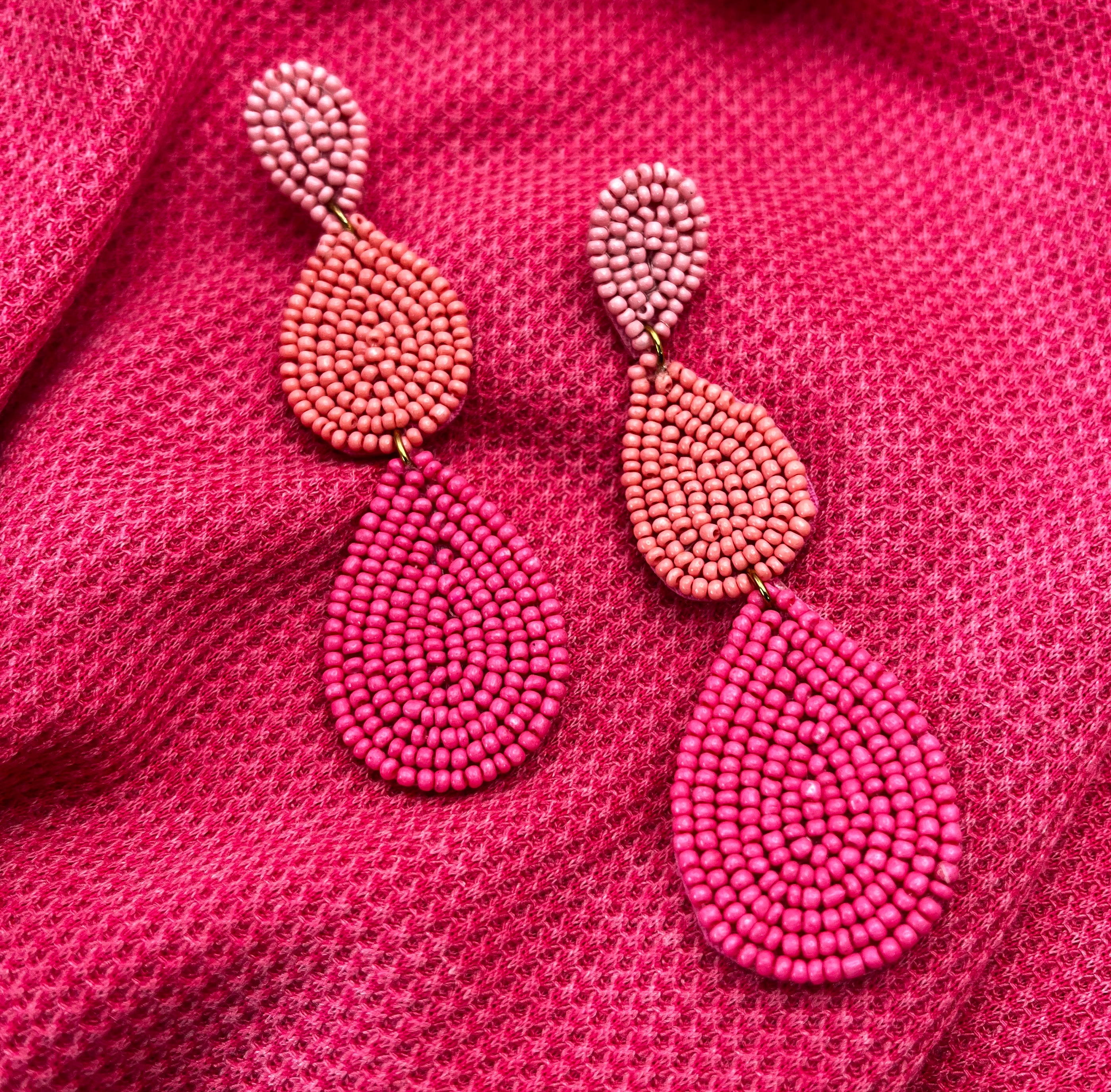 Pink Rain Beaded Earrings