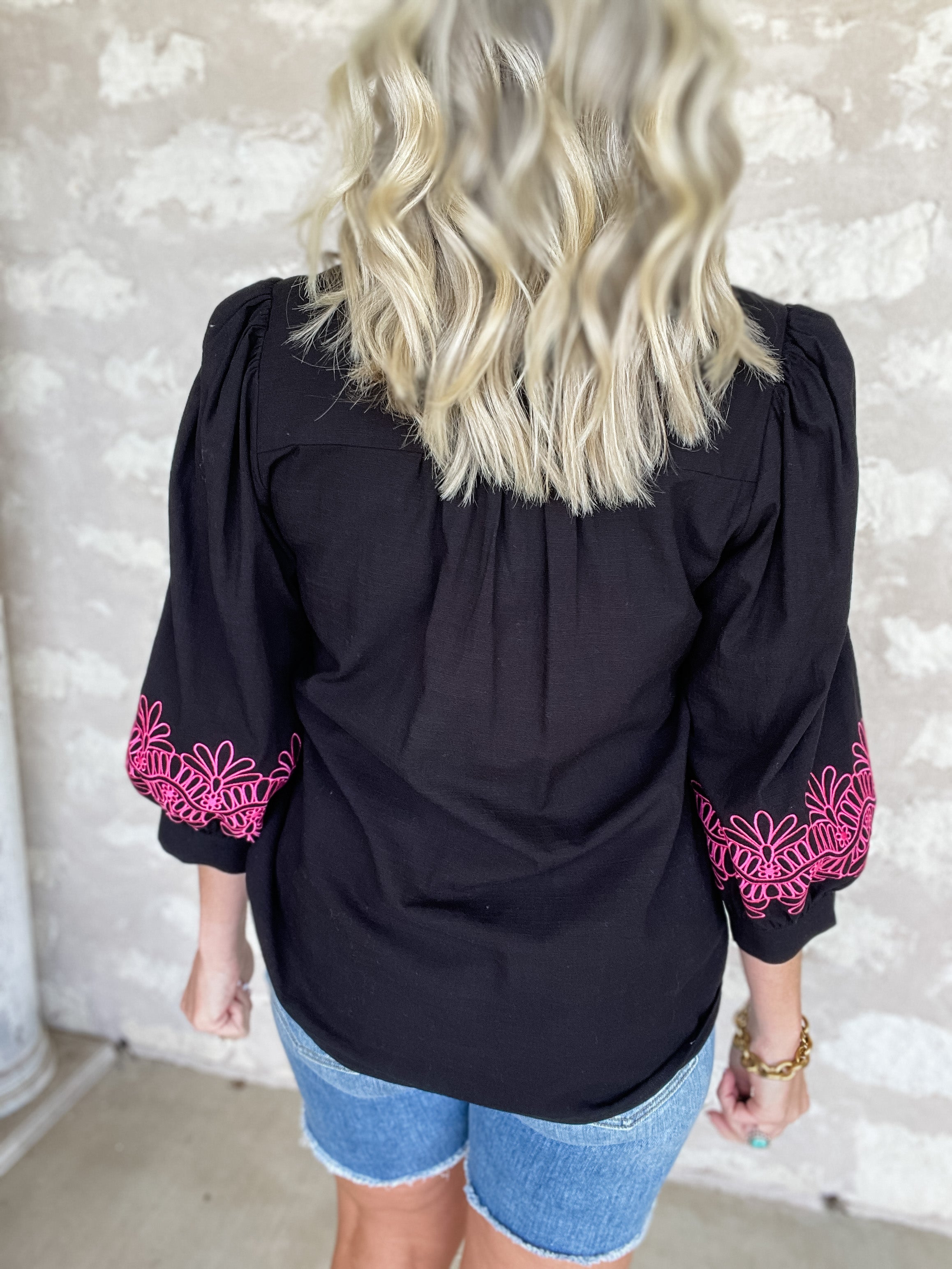 Cassidy Embroidered Sleeve Top