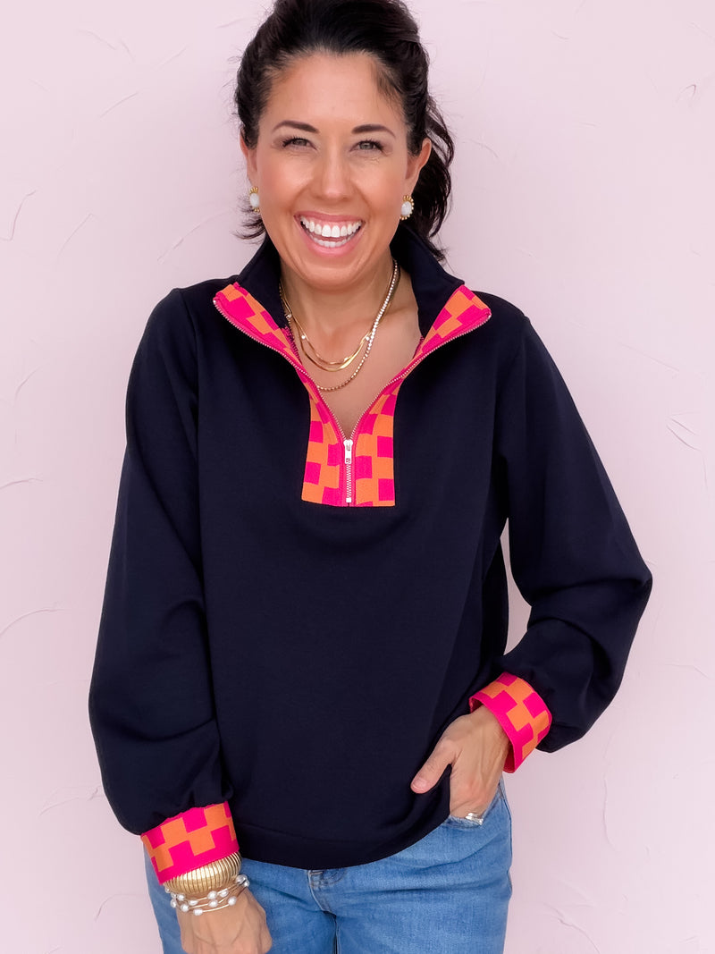 Checkered Navy Pullover STL