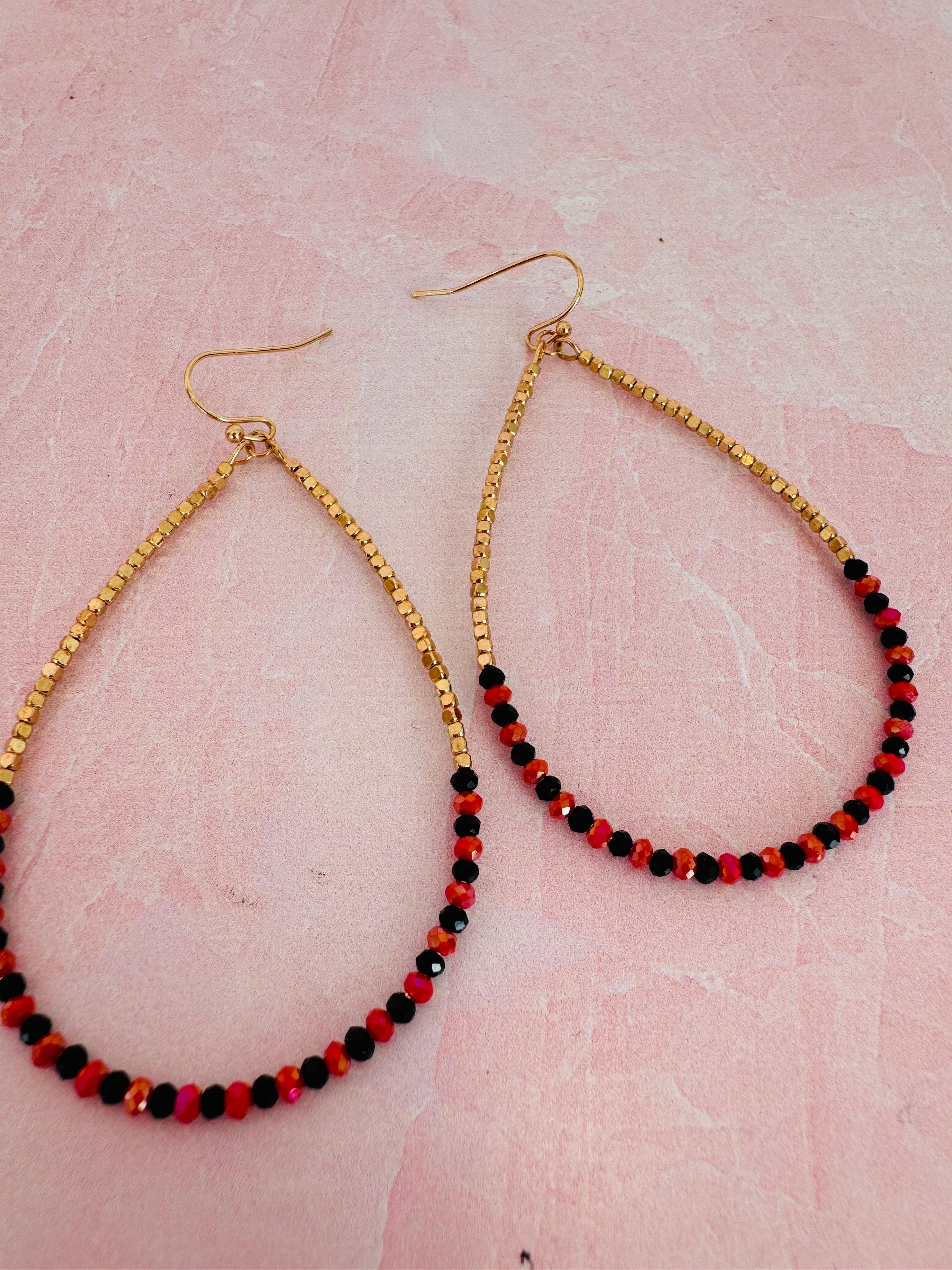 Crimson Beaded Earrings