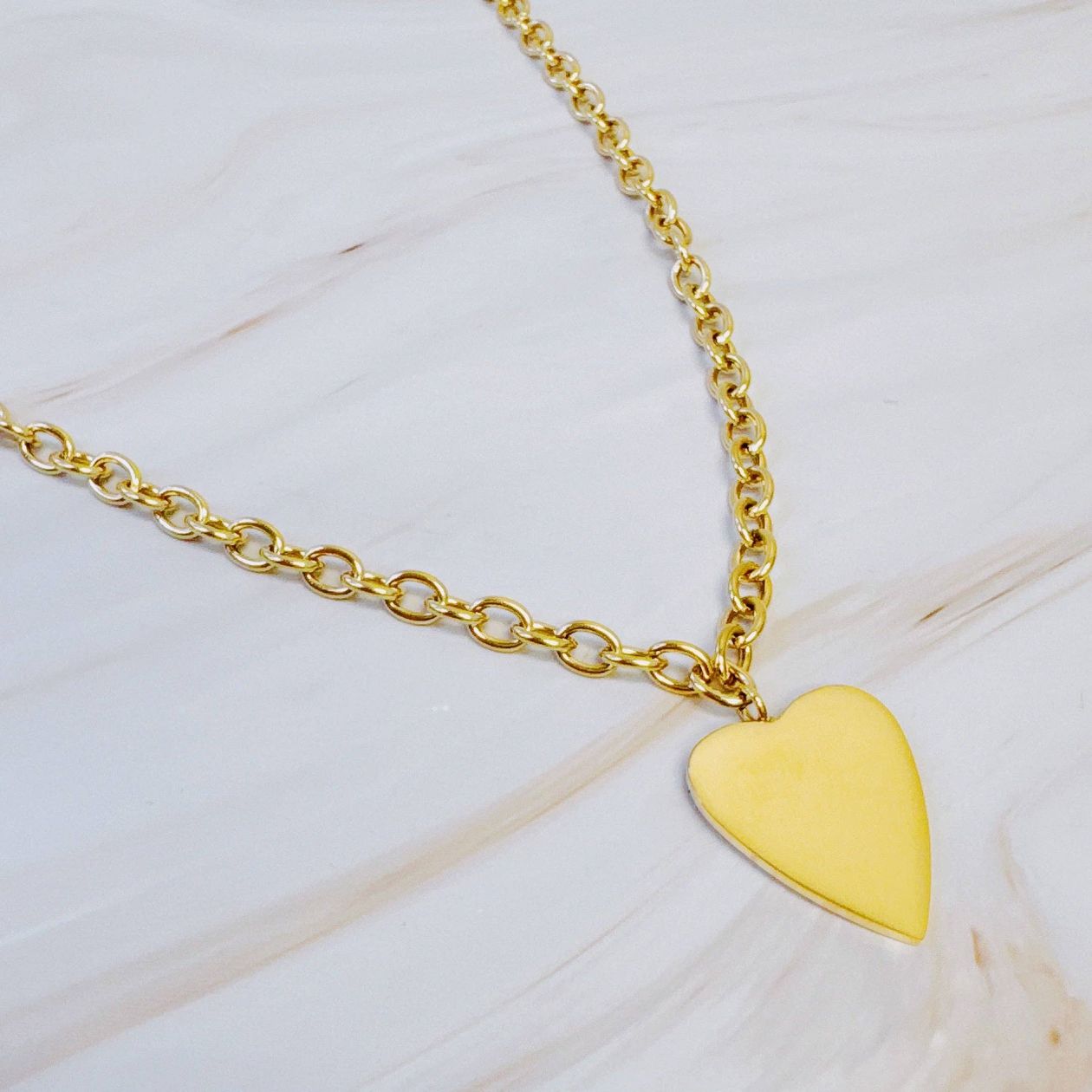 Lovely Big Heart Long Necklace