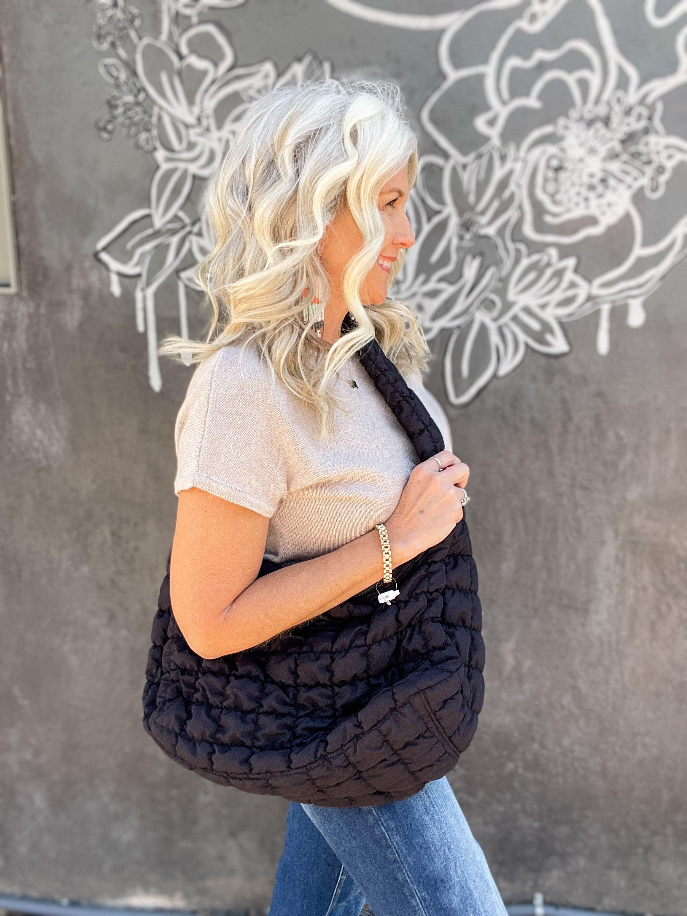 Crinkle Quilted Puffer Bag
