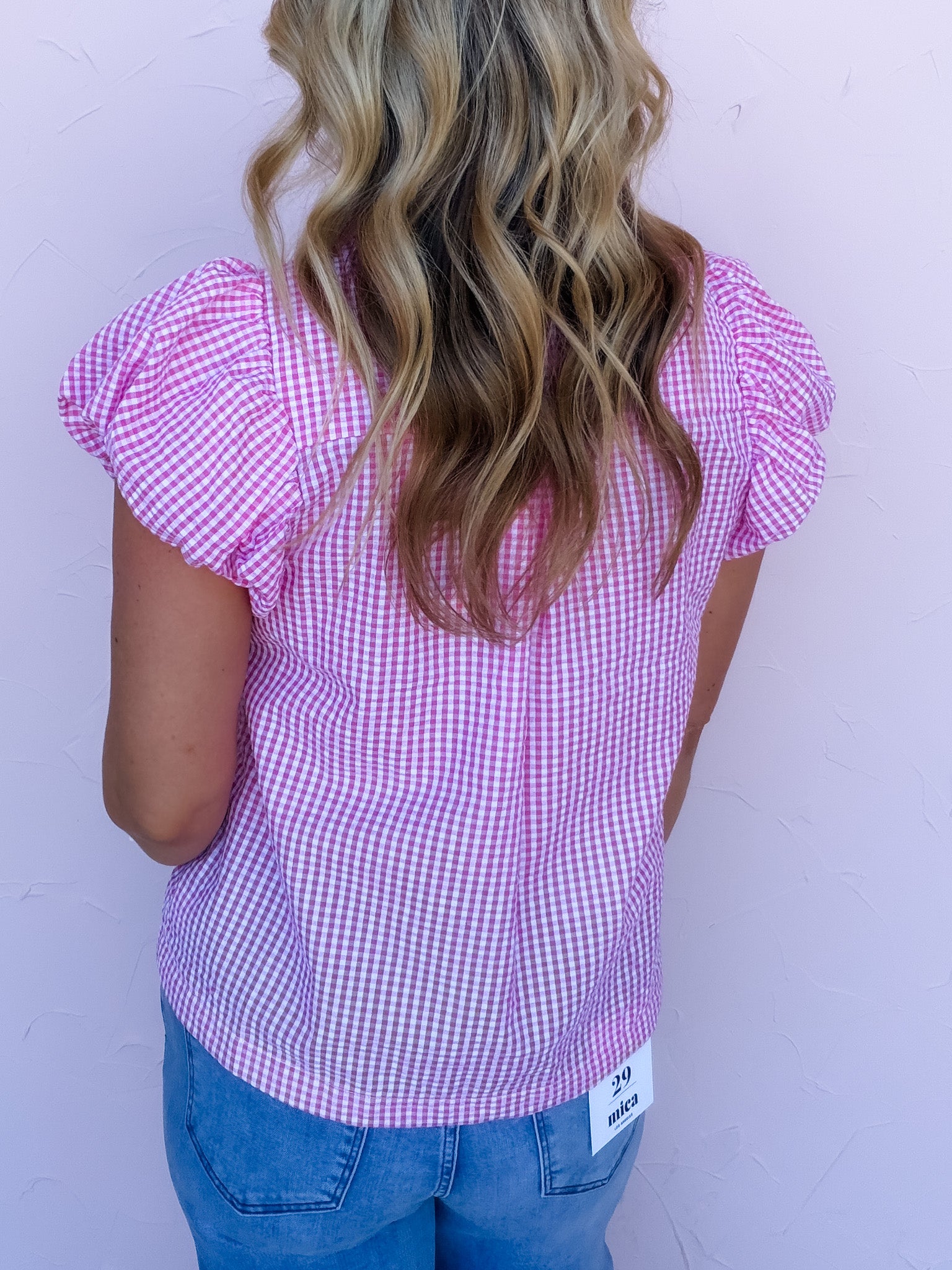 Blush Rush Gingham Top
