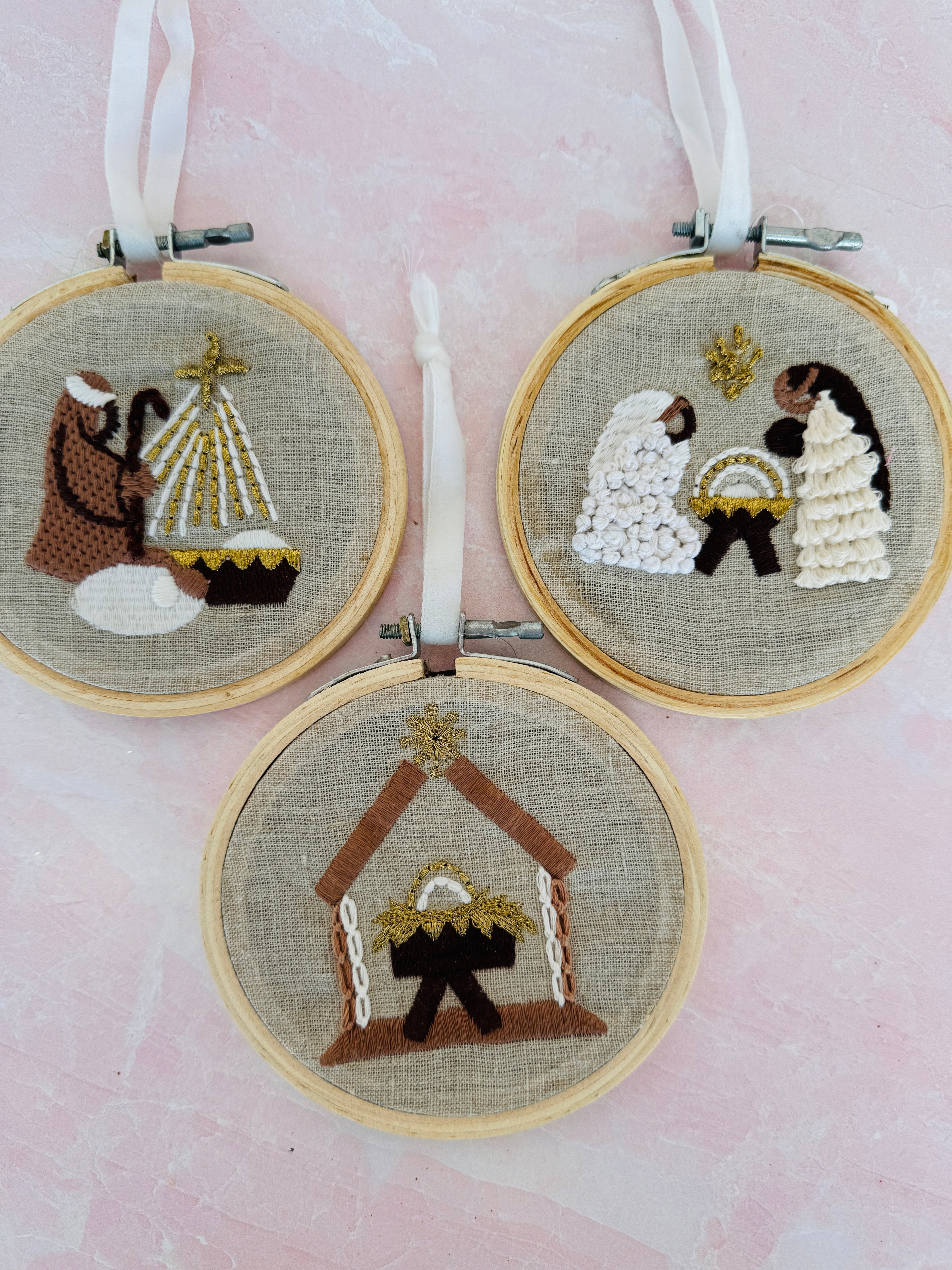 Embroidered Christmas Hoop Ornament