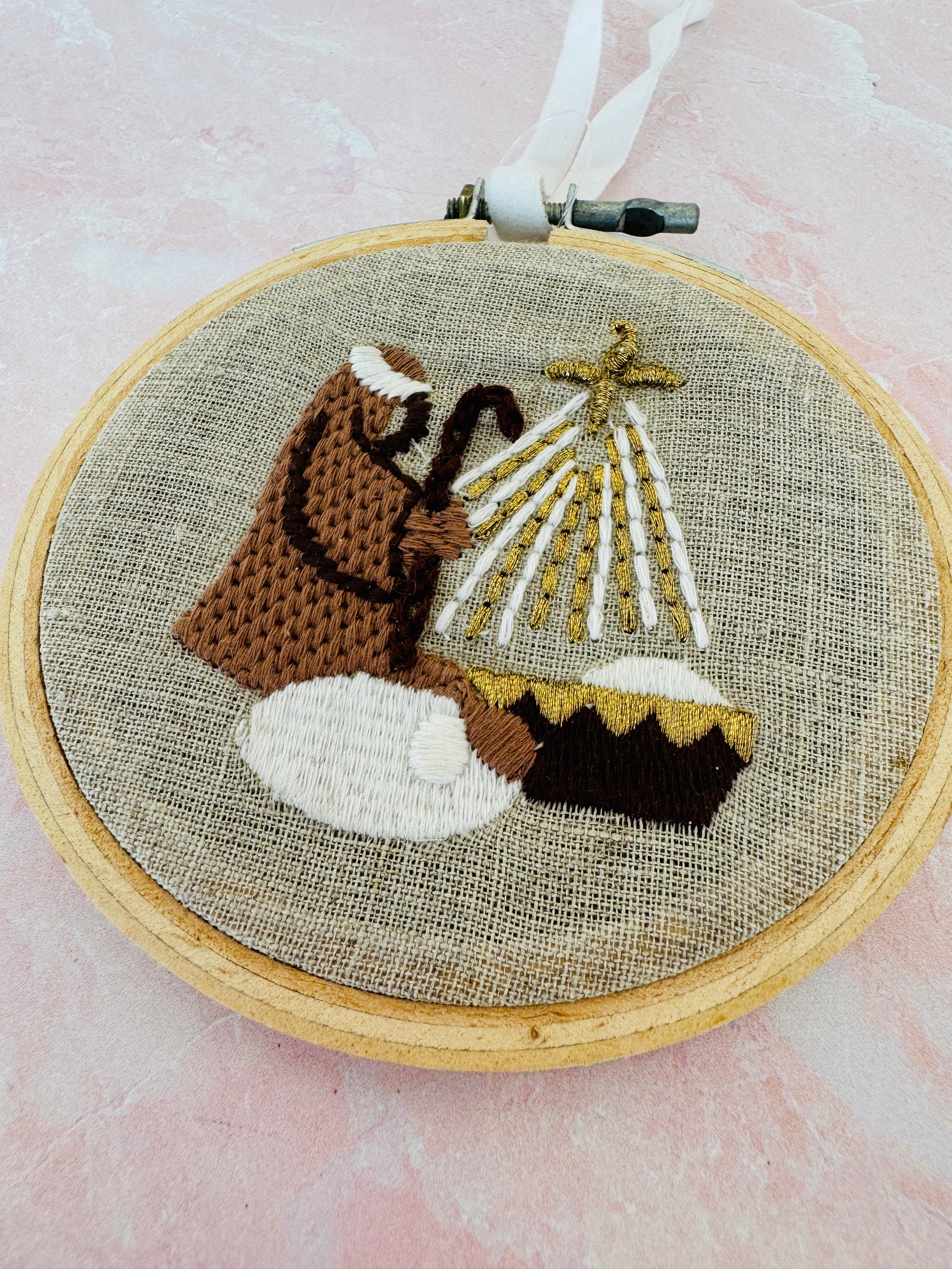 Embroidered Christmas Hoop Ornament