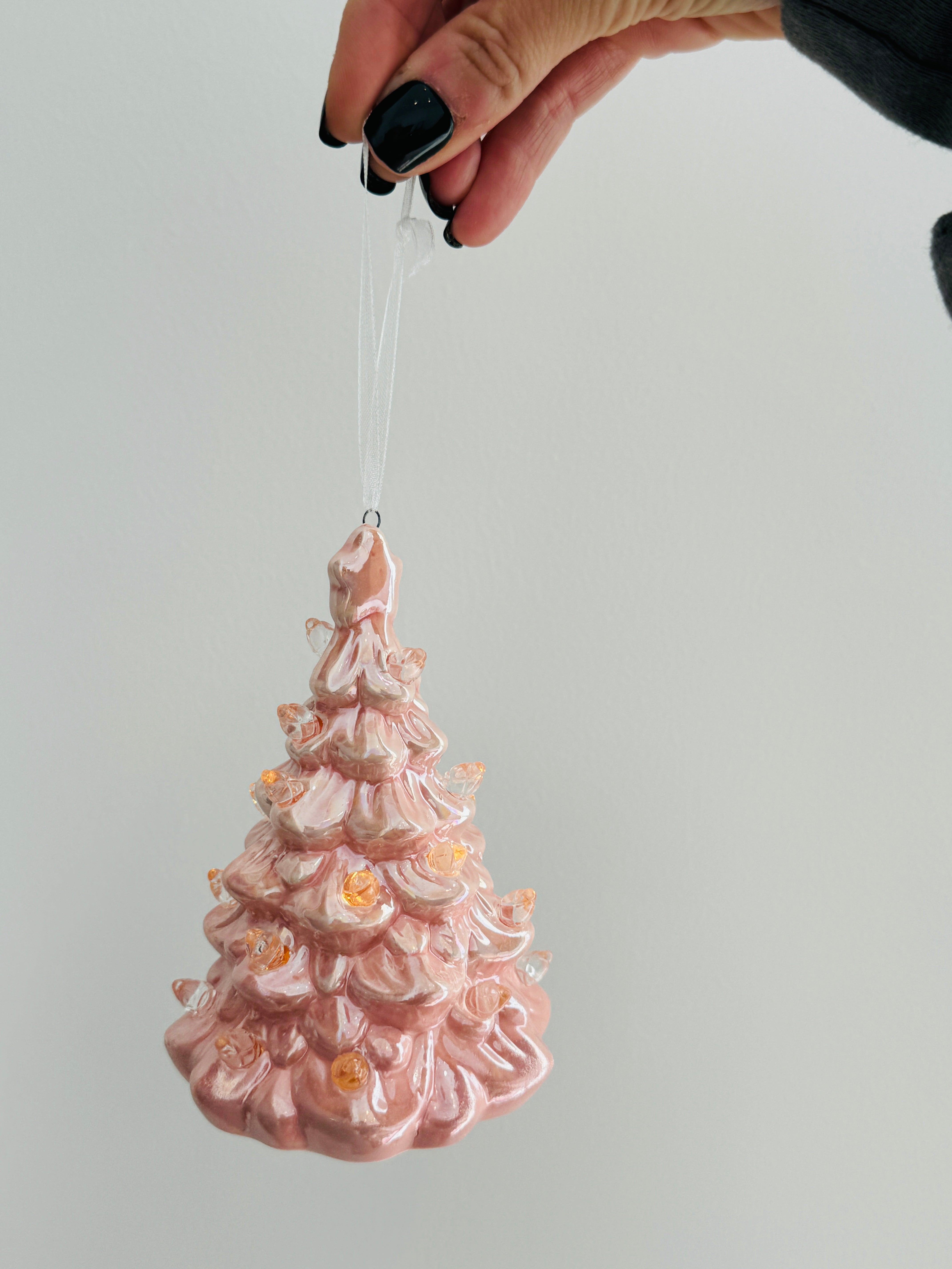 Lighted Pink Ceramic Tree Ornament