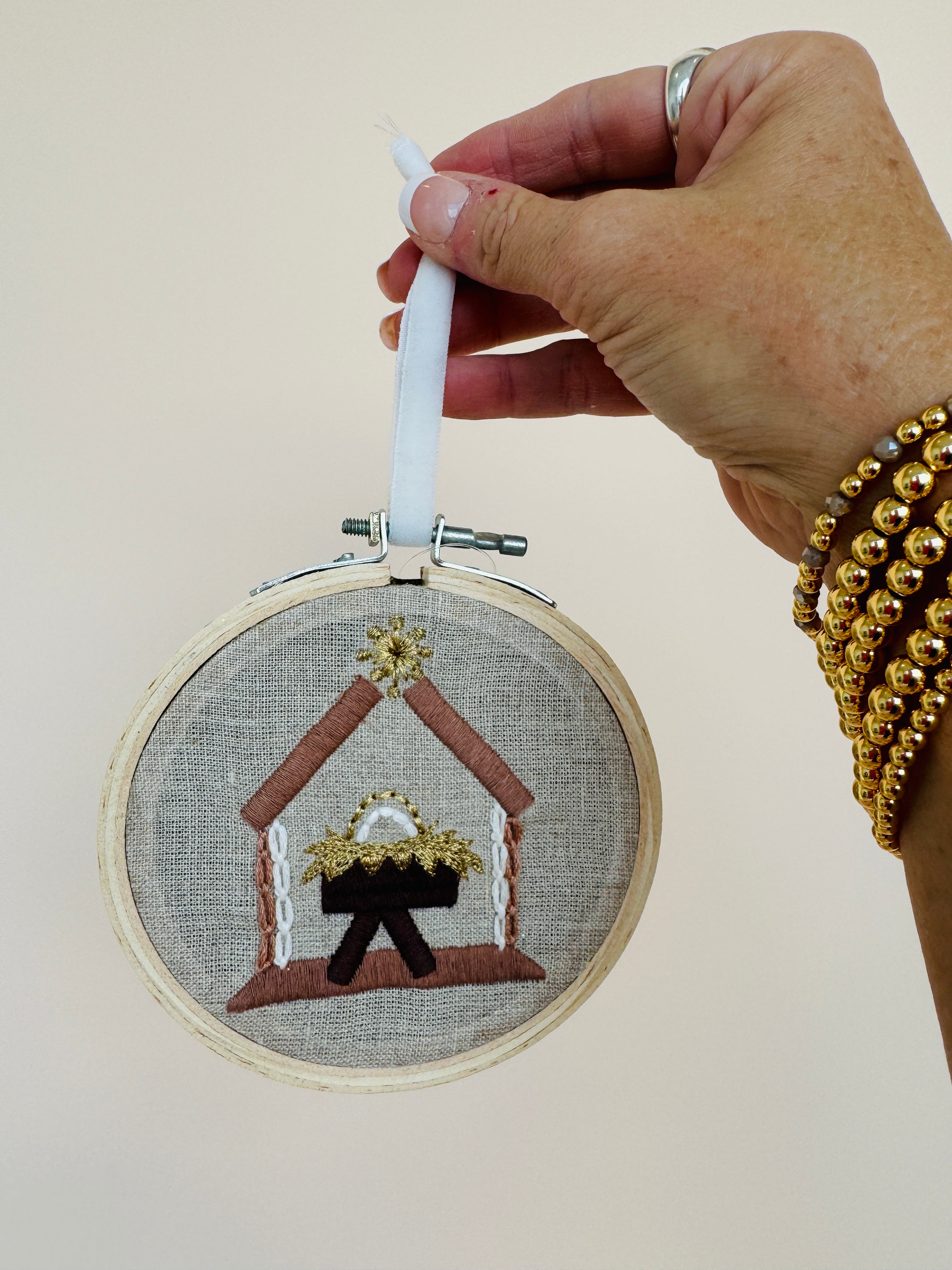 Embroidered Christmas Hoop Ornament