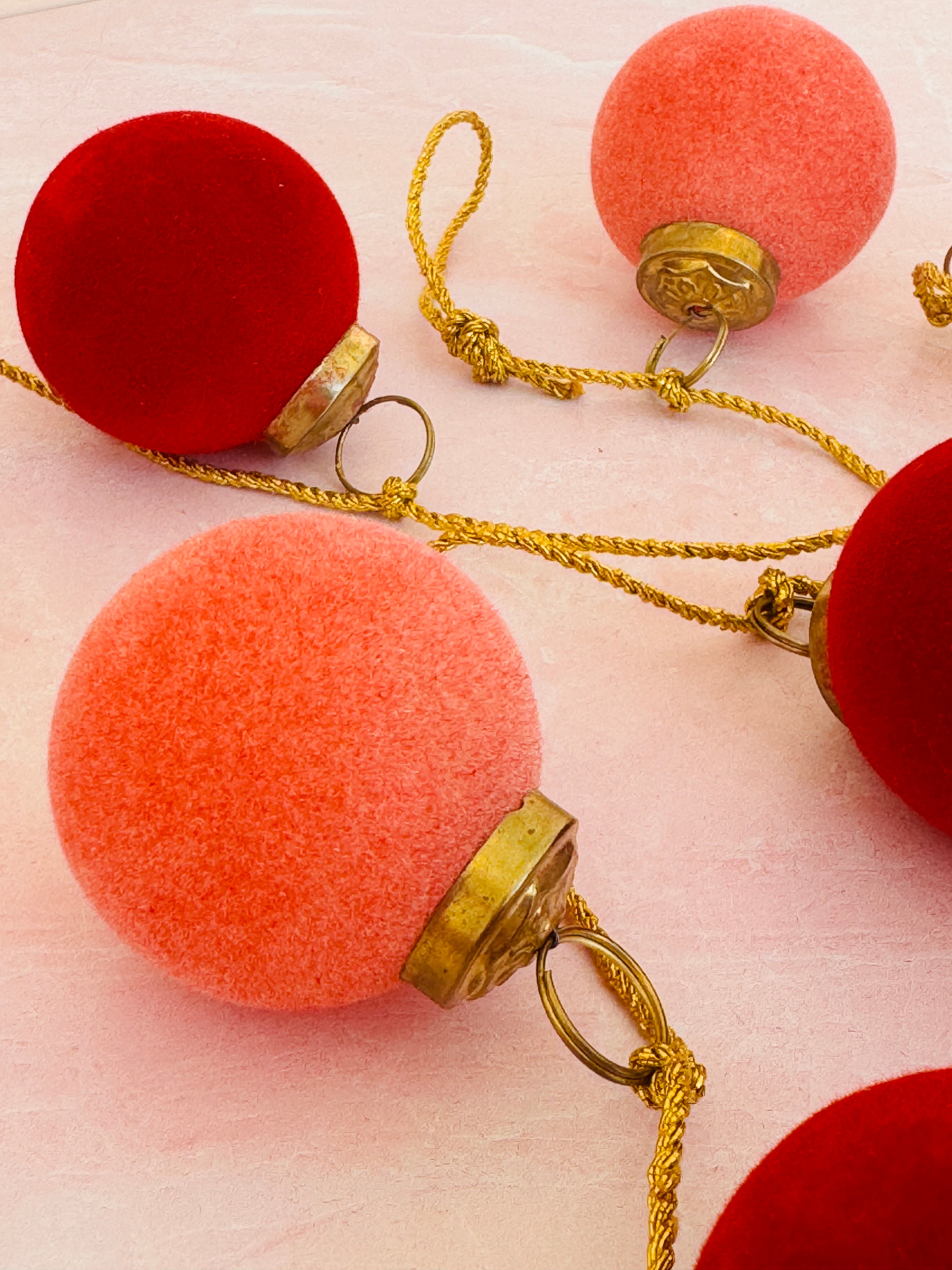 Flocked Glass Ball Ornament Garland