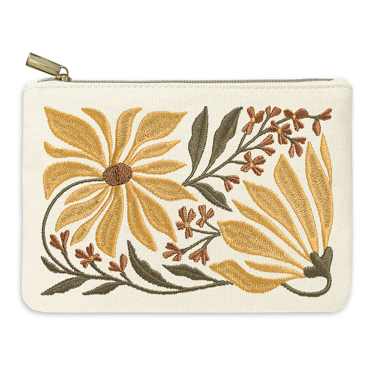 Embroidered Flower Market Pouch