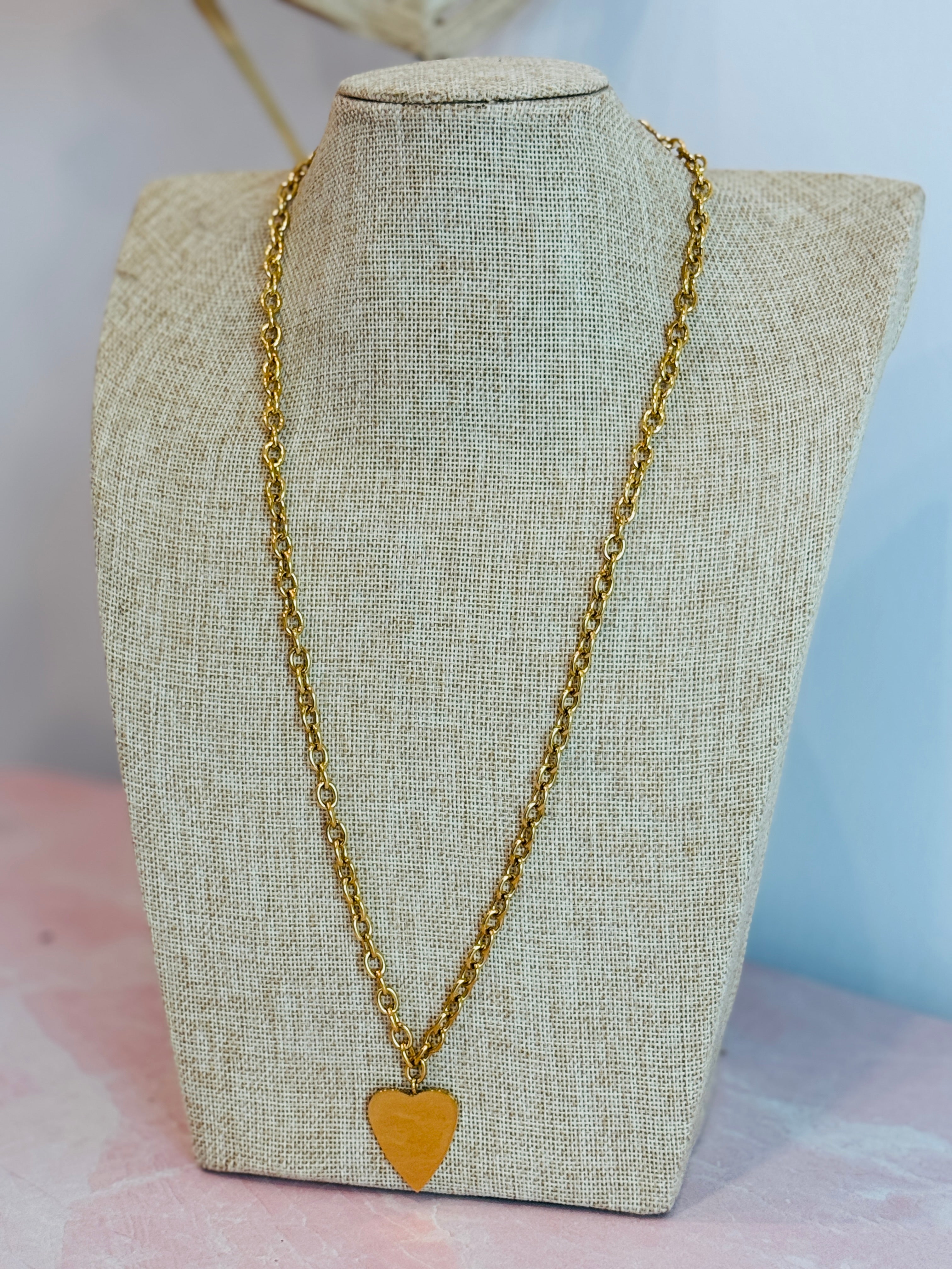 Lovely Big Heart Long Necklace