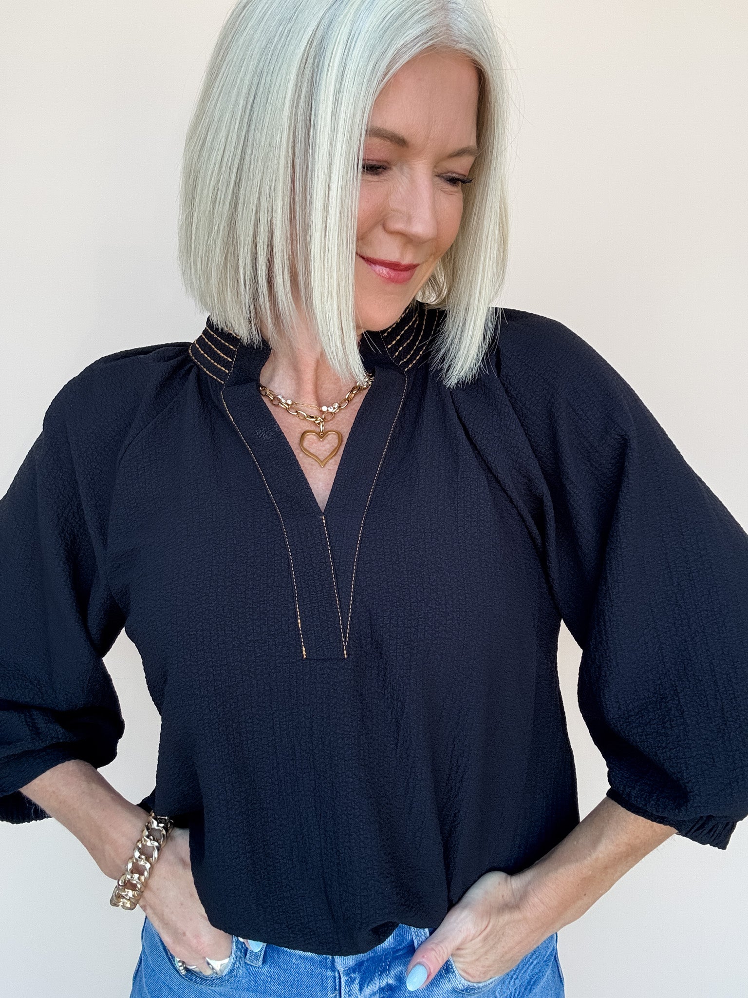 Golden Thread Top | Black