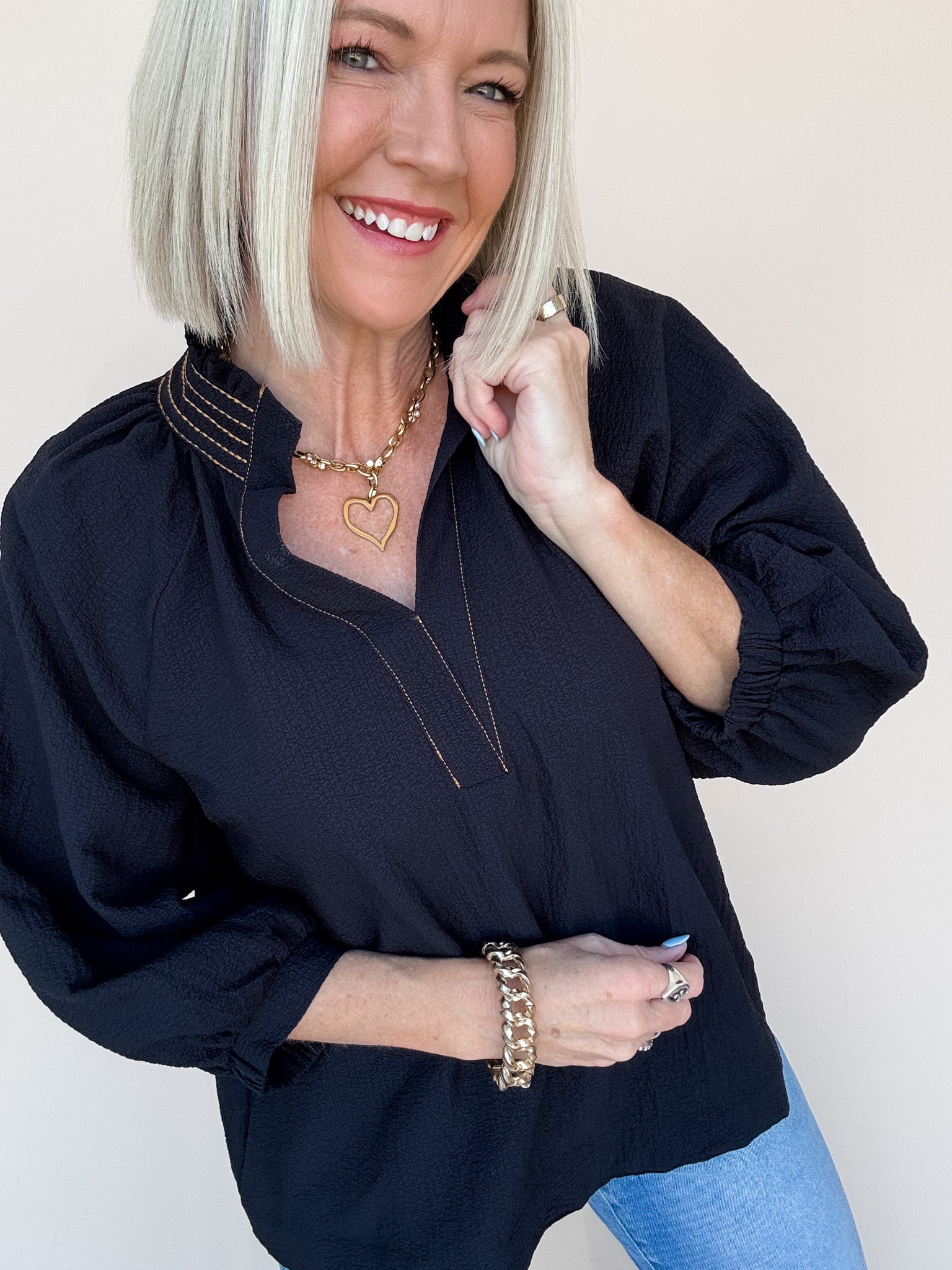 Golden Thread Top | Black
