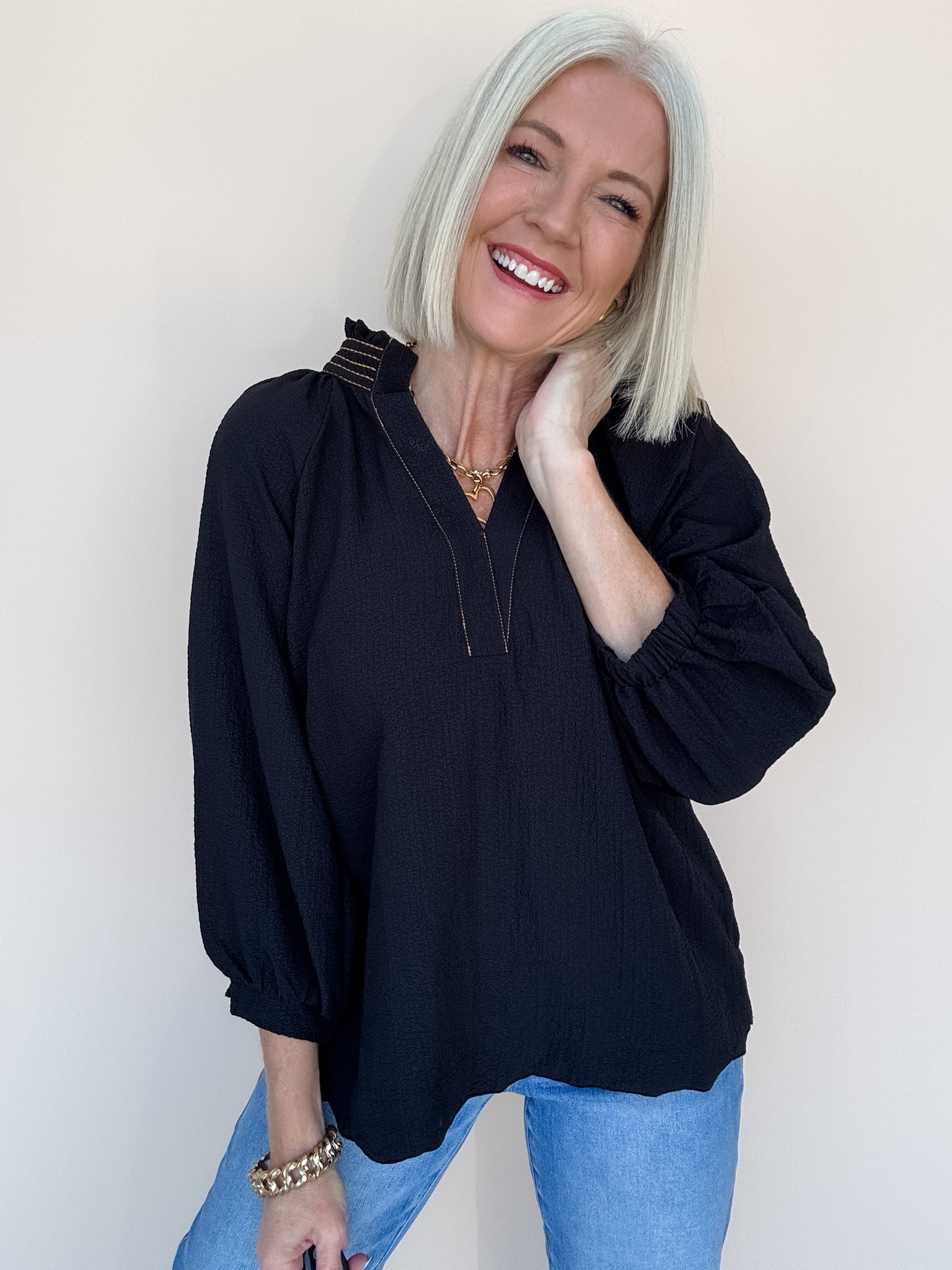 Golden Thread Top | Black