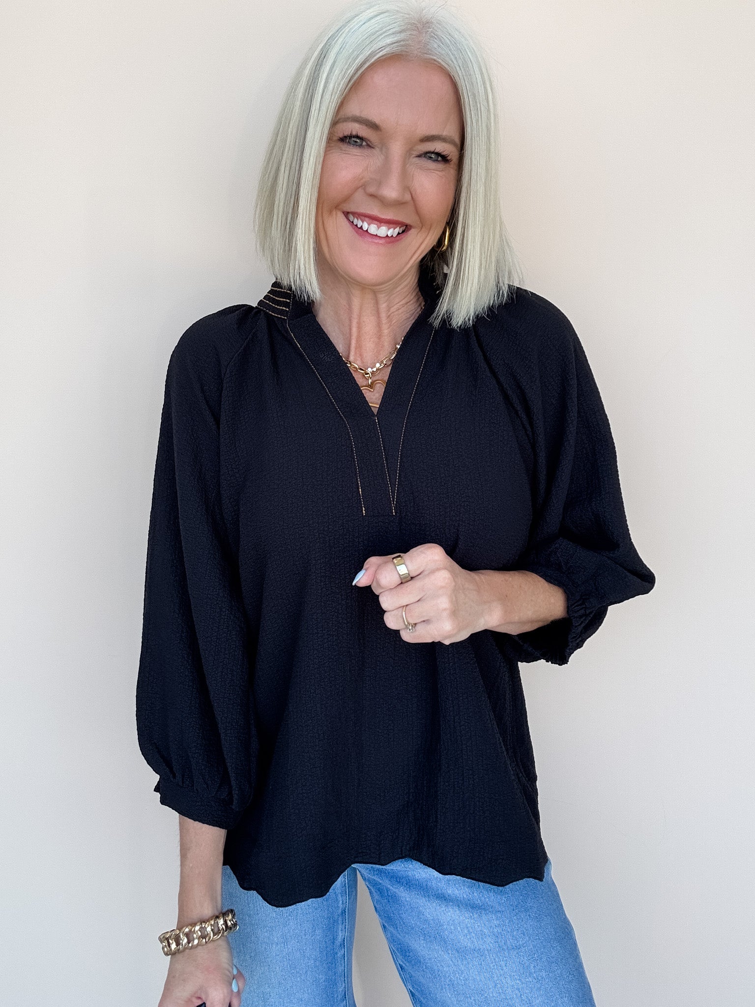 Golden Thread Top | Black