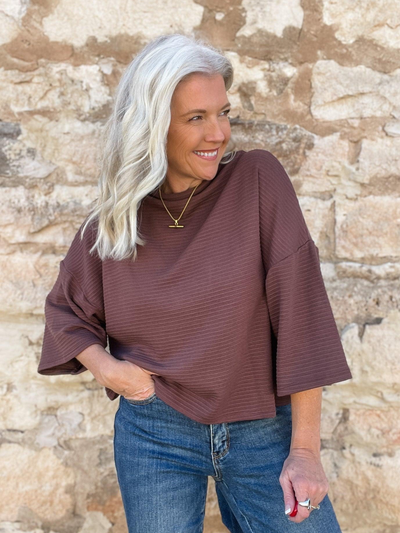 Cocoa Ribbed Top - Vintage Soul