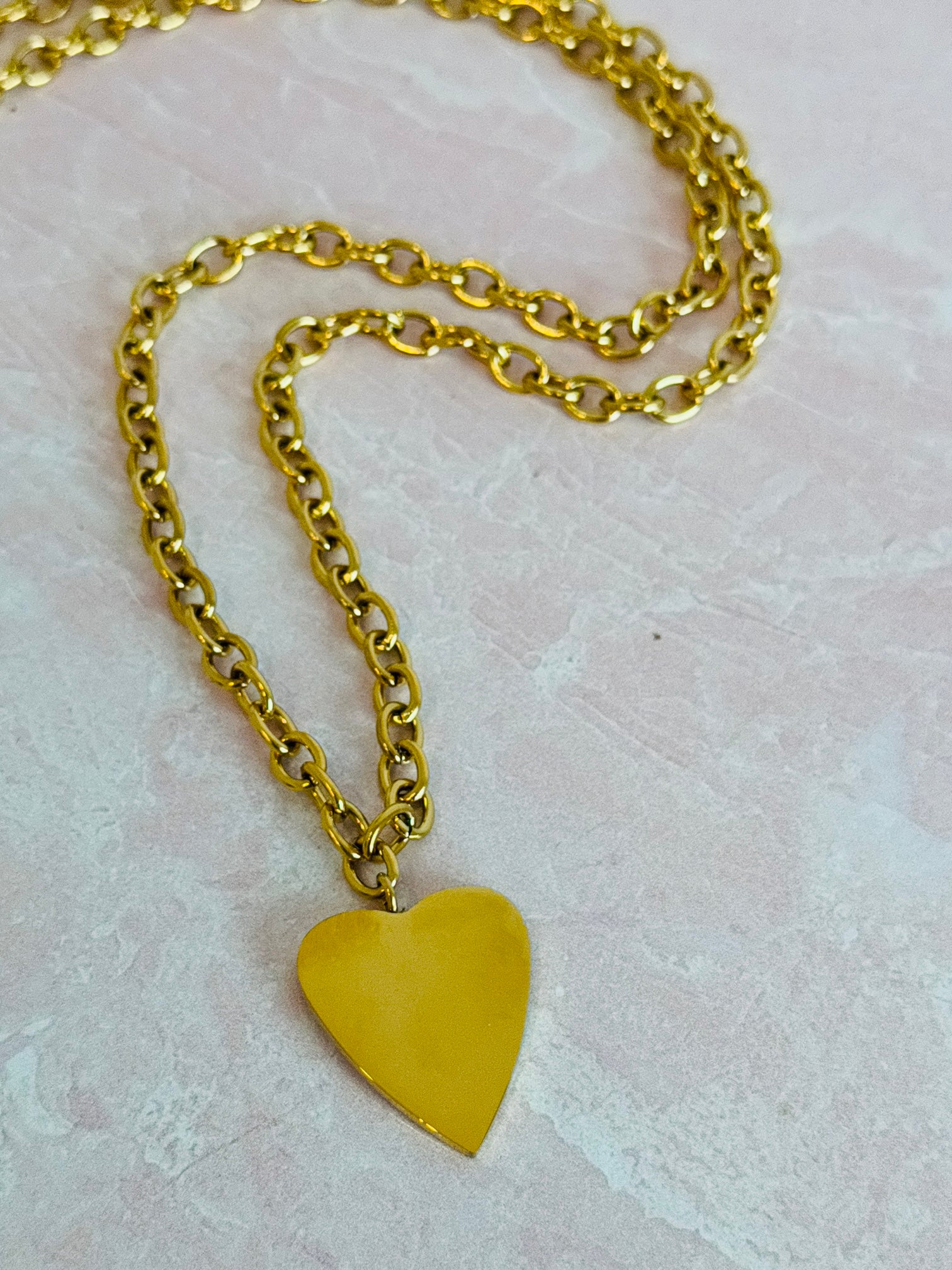 Lovely Big Heart Long Necklace