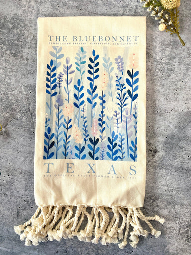 Texas Bluebonnet Fringed Tea Towel - Vintage Soul