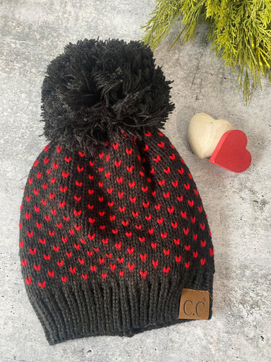 Coffee Beanie | Caffeine Queen Pom-Pom Navy/ Red