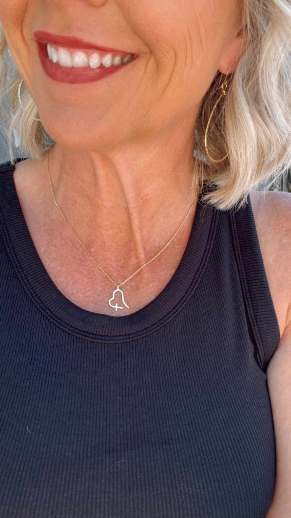 Free Form Heart Cross Necklace
