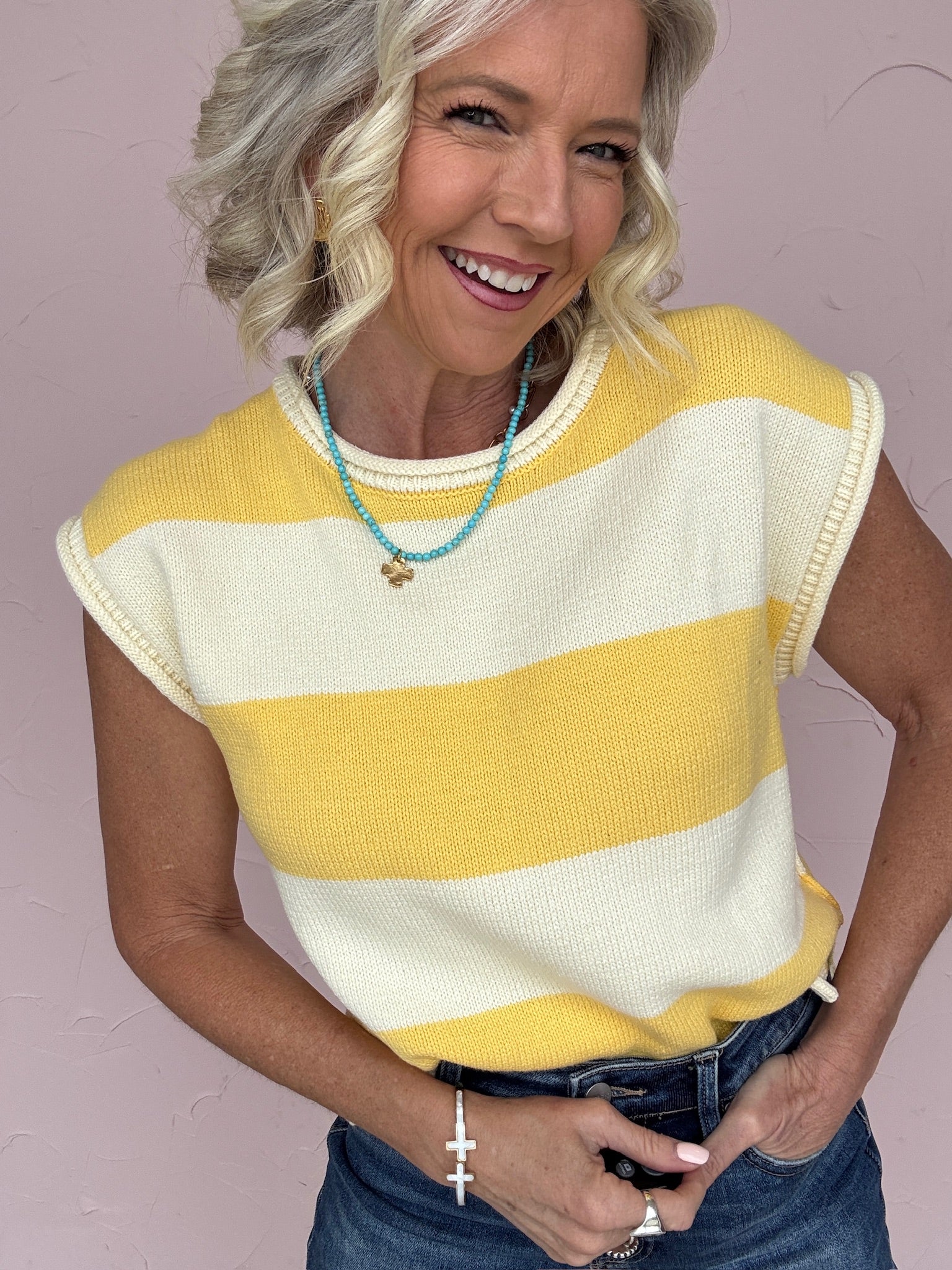Gold Cross Turquoise Beaded Necklace | Susan Shaw