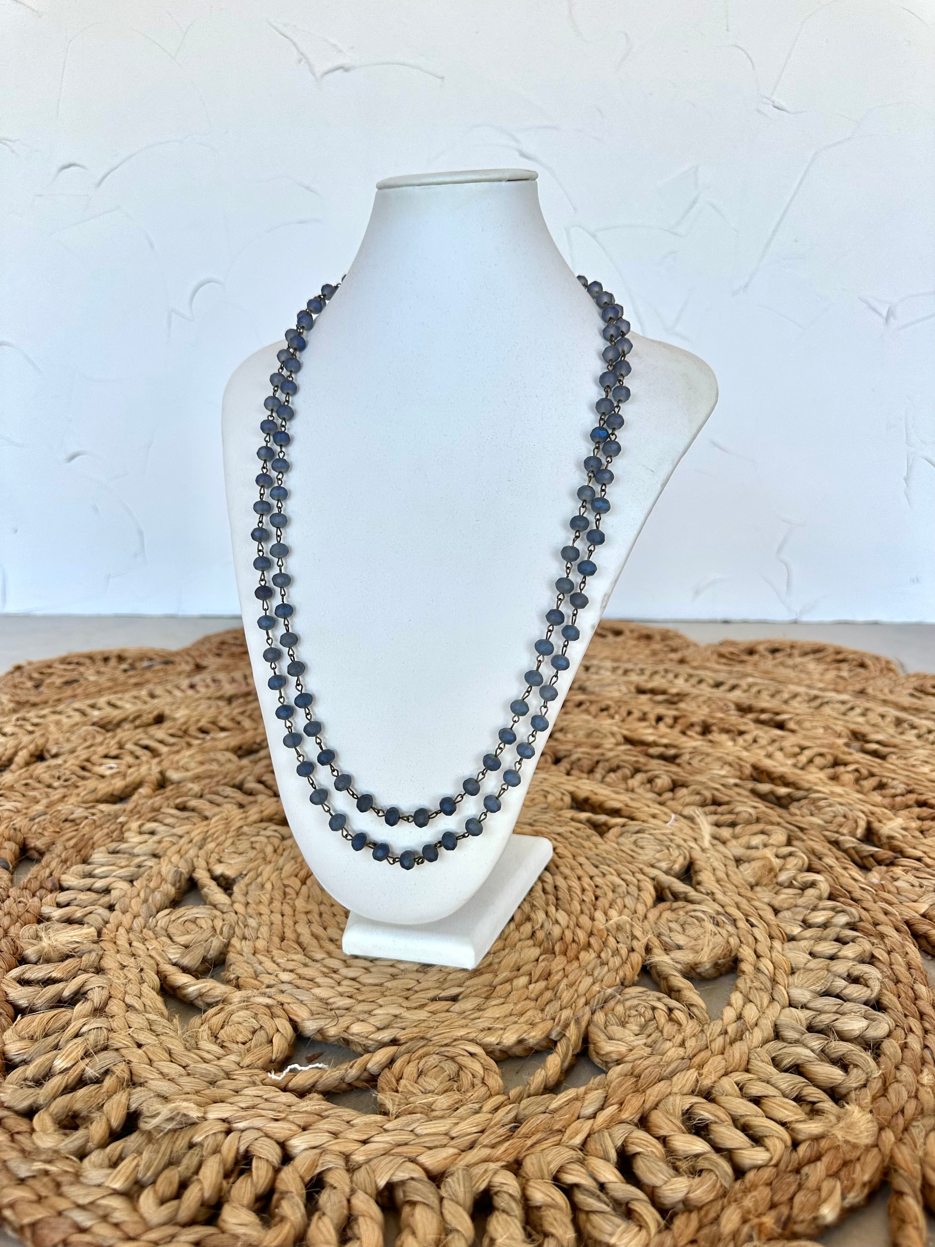 Moonlit Beaded Long Necklace