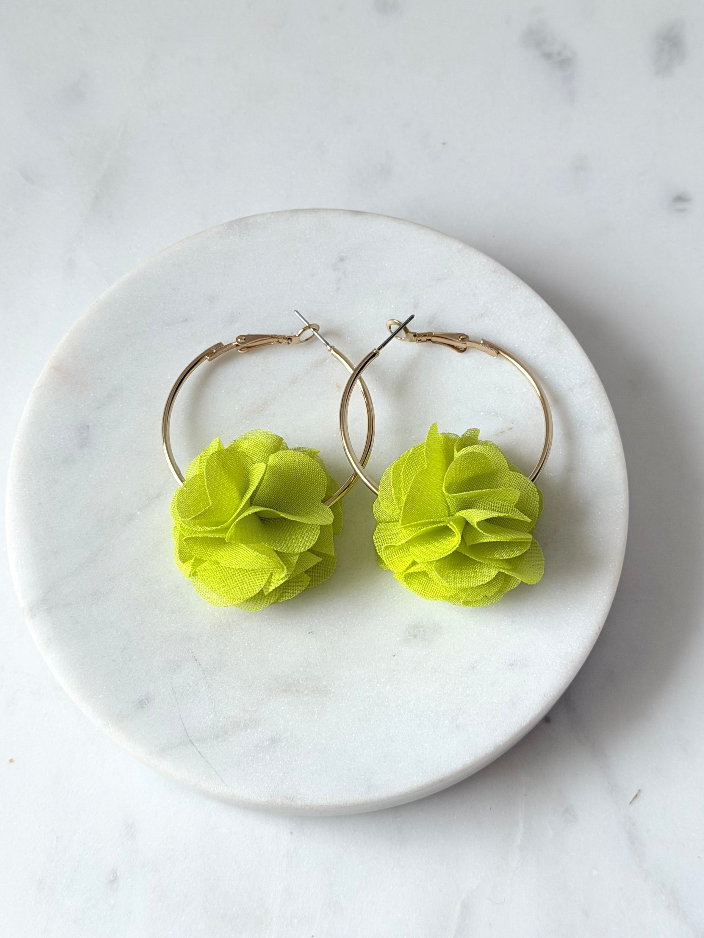 Citron Flower Hoops