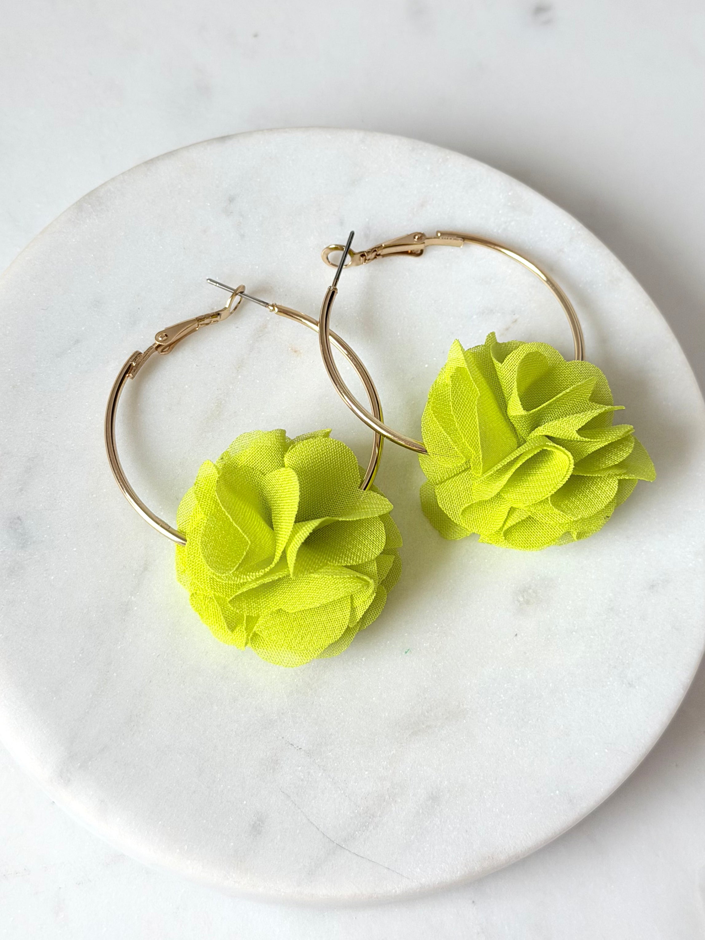 Citron Flower Hoops