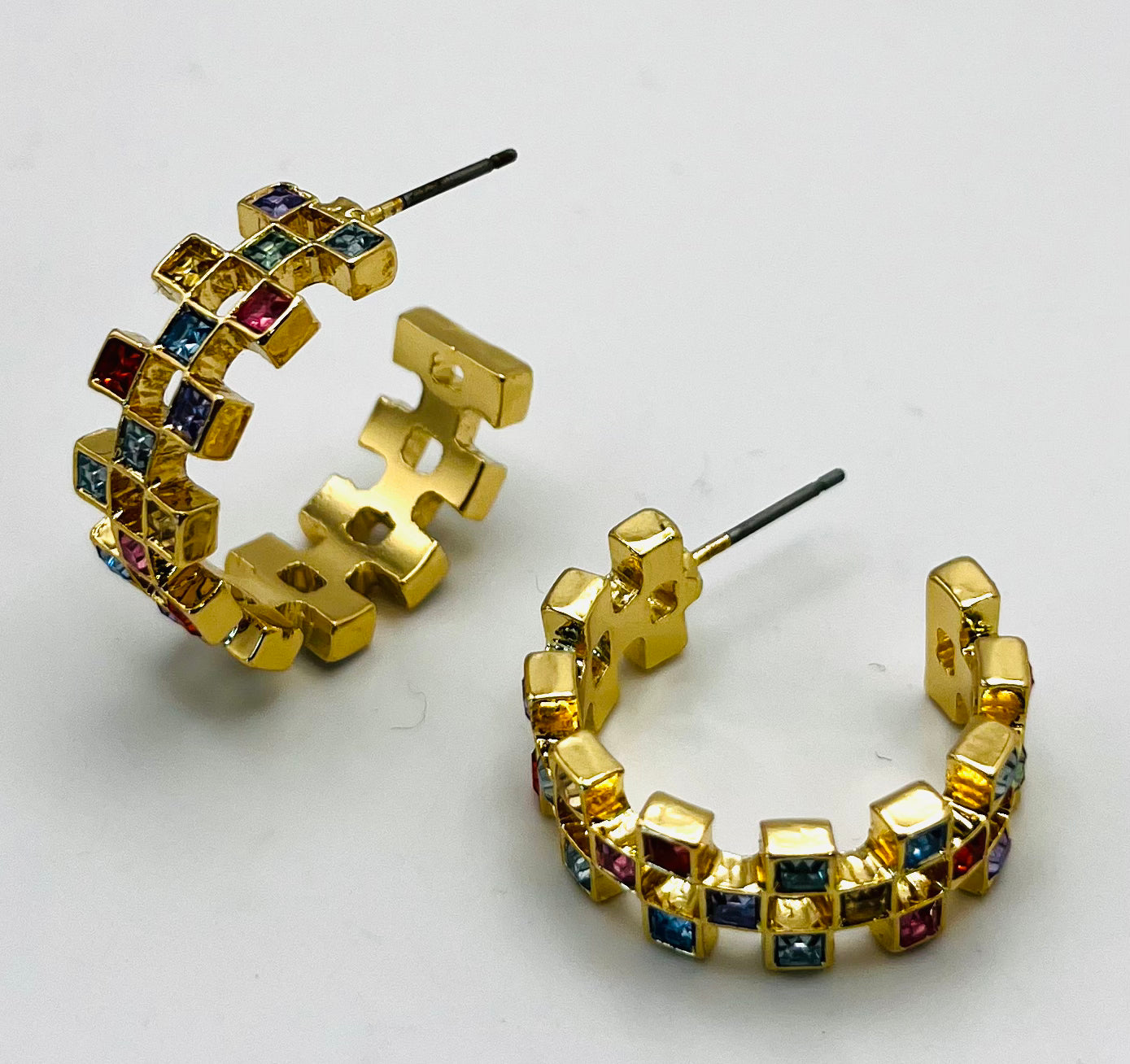 Modern Jeweled Hoops