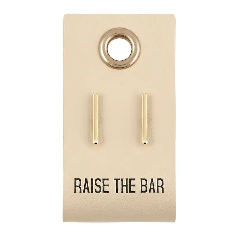 Raise The Bar Studs| Leather Tag Earrings