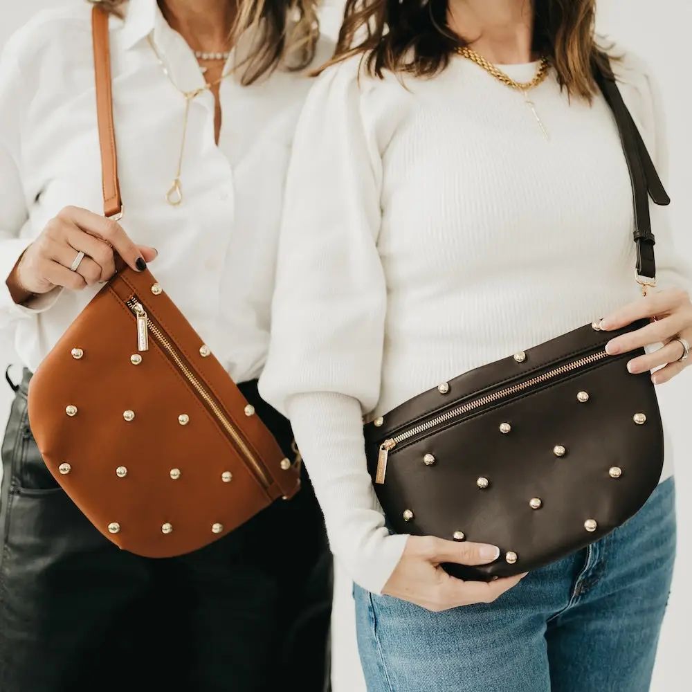 Gold Studded Westlyn Bum Bag | Brown