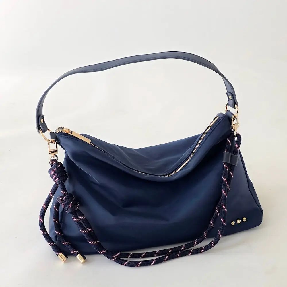 Nikki Nylon Slouchy Shoulder Bag | Navy