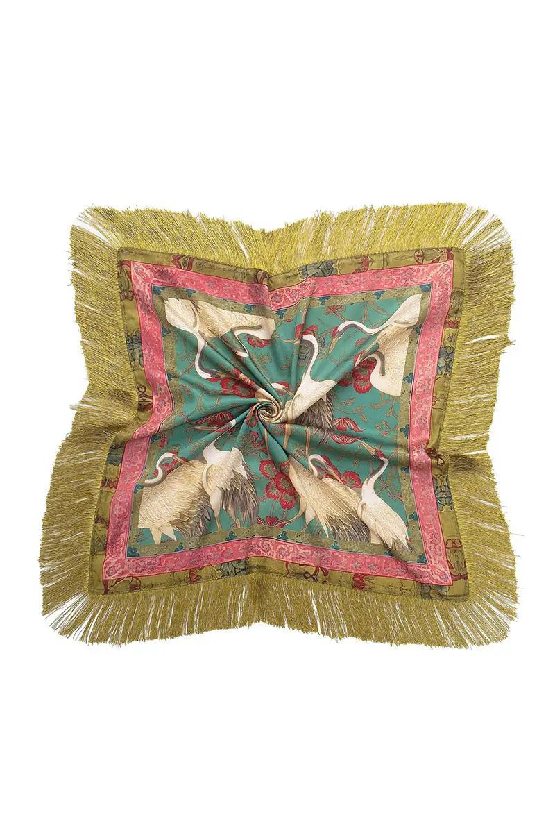 Fringed Crane Scarf
