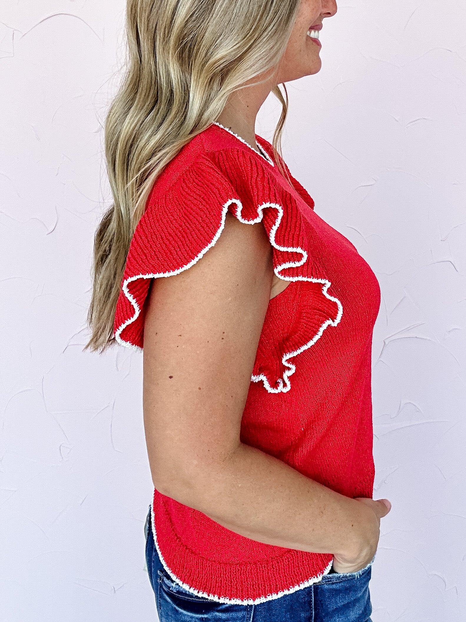 Red Hot Ruffle Top