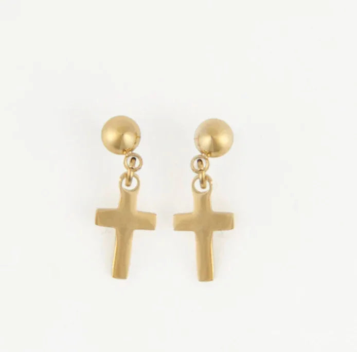 Dainty Cross Earrings | Waterproof