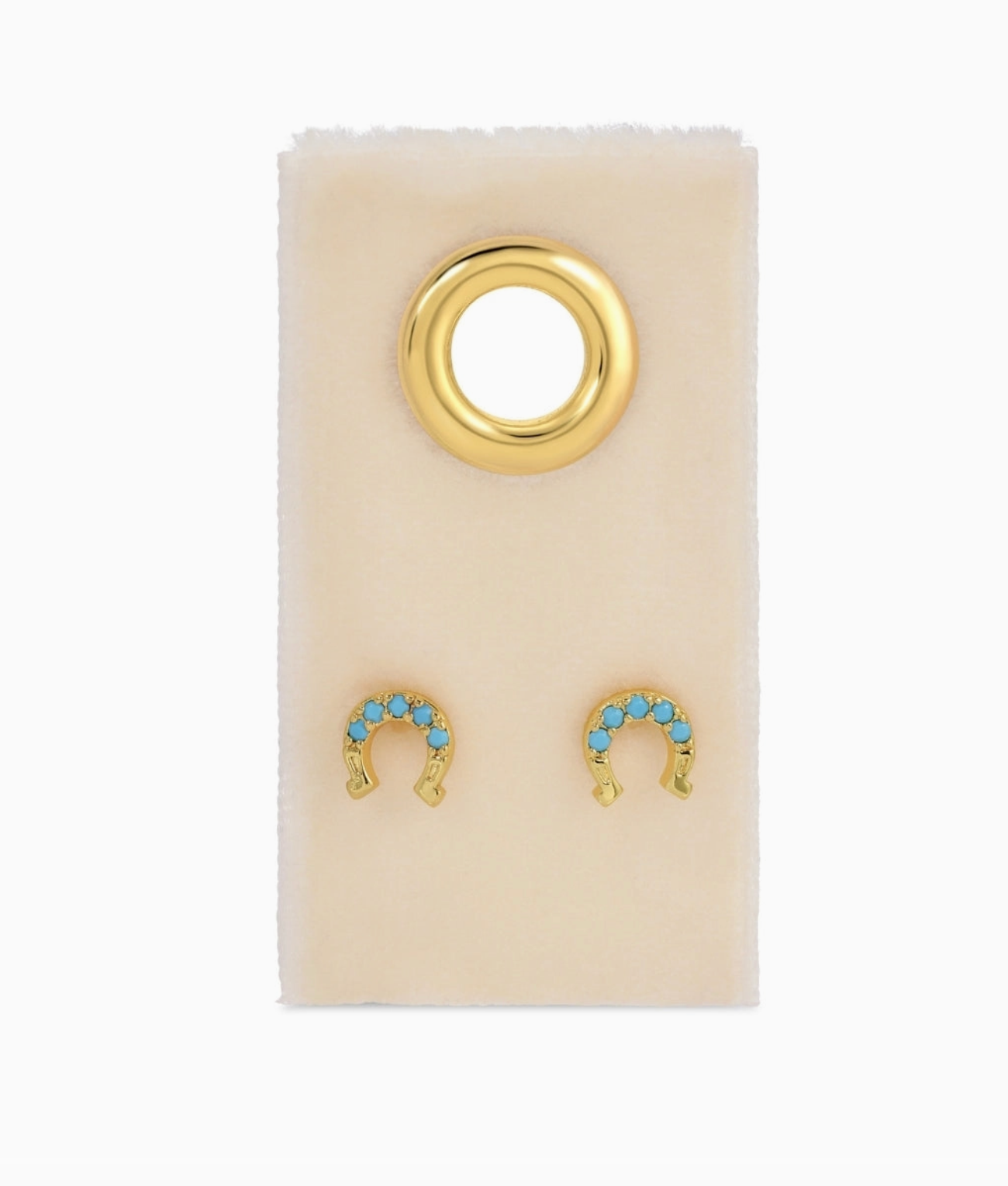 Blue Skies Horseshoe Studs | 18K Plated