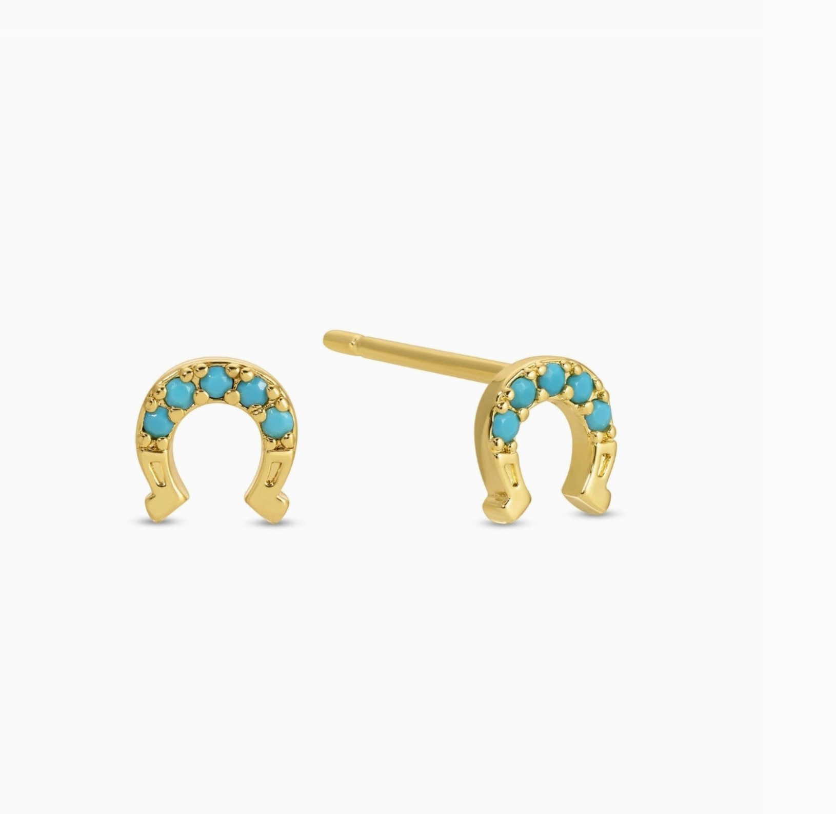 Blue Skies Horseshoe Studs | 18K Plated