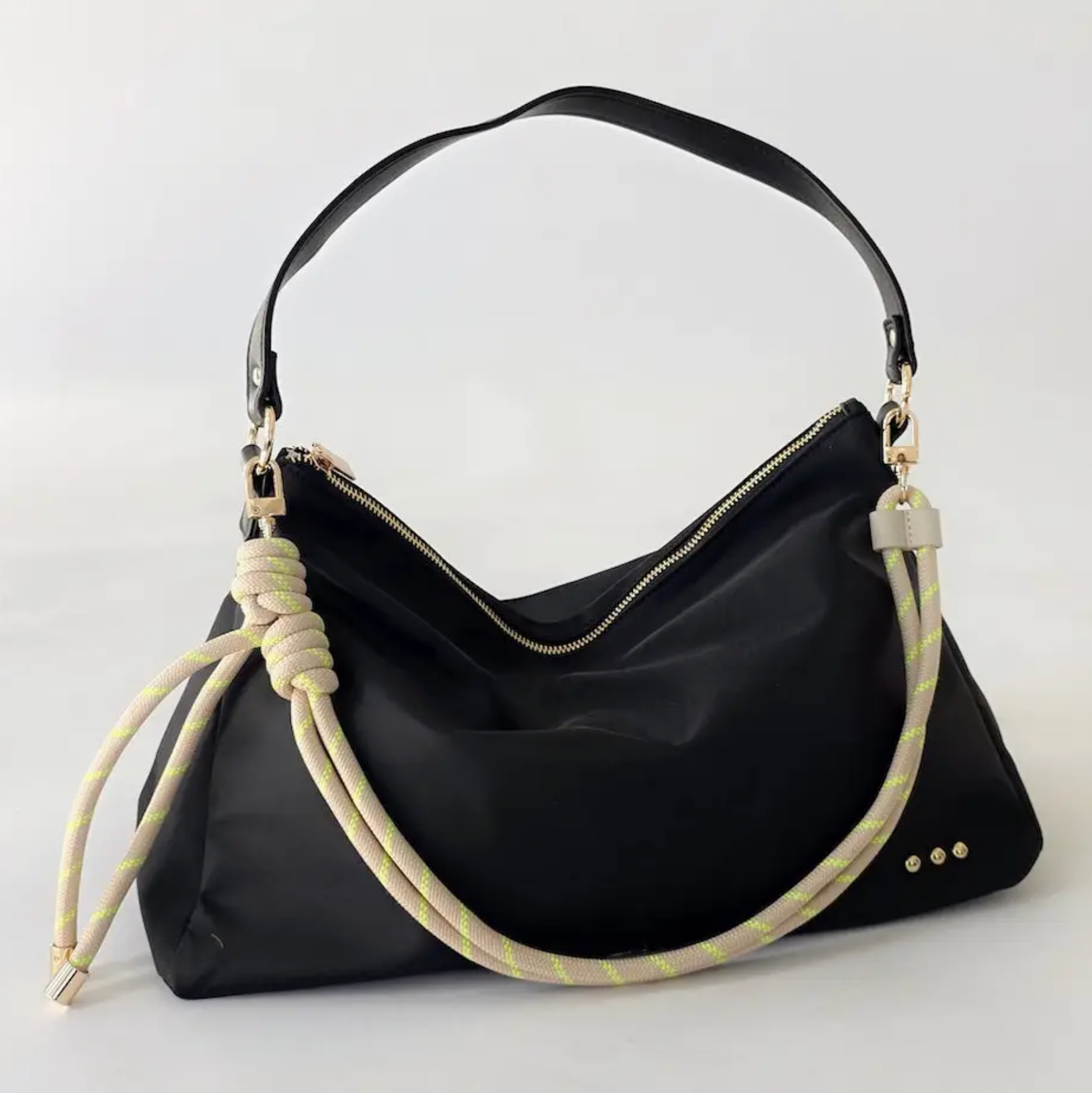 Nikki Nylon Slouchy Shoulder Bag | Black