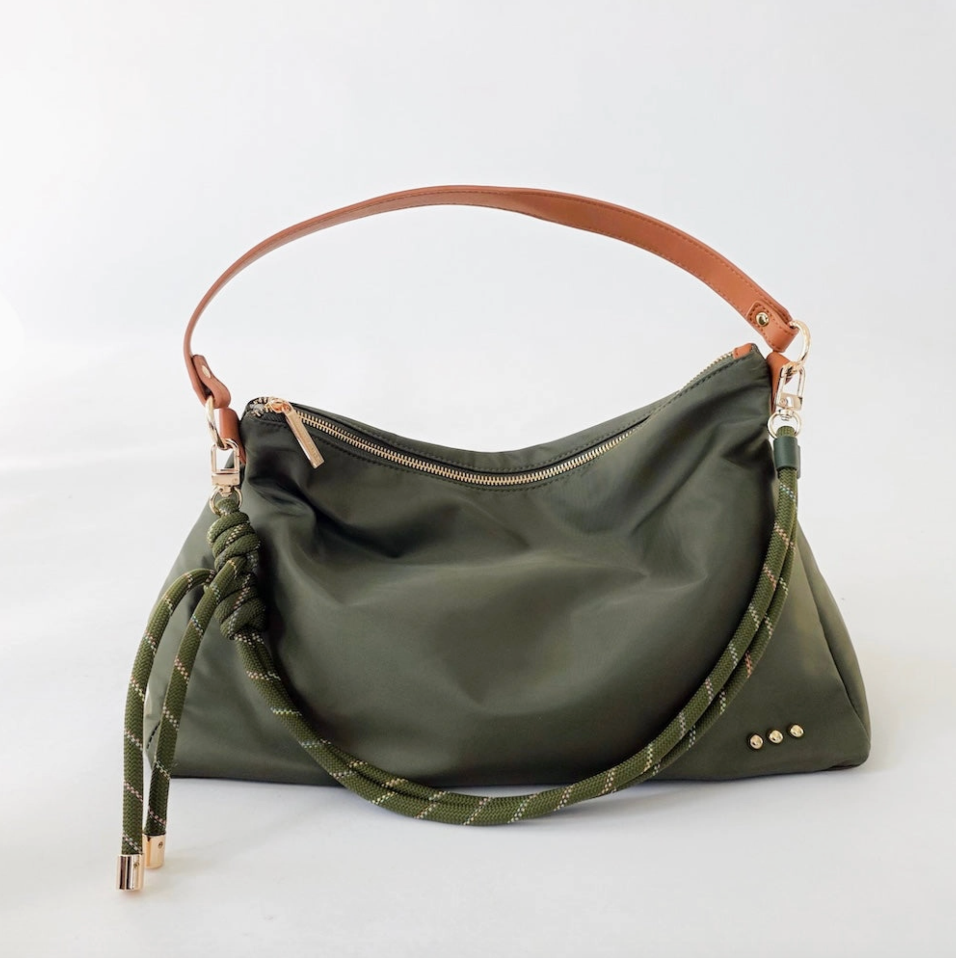 Nikki Nylon Slouchy Shoulder Bag | Olive