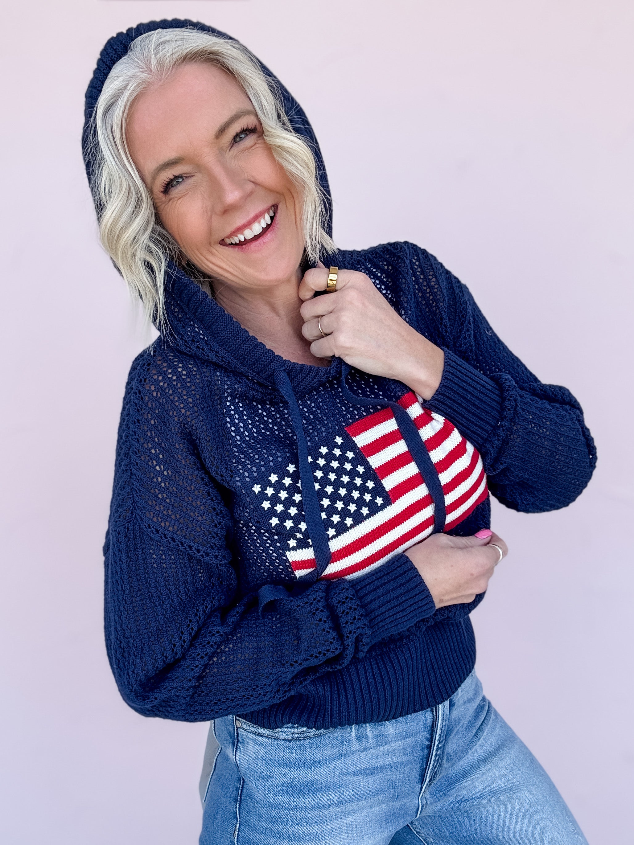Stars & Stripes Open Knit Sweater