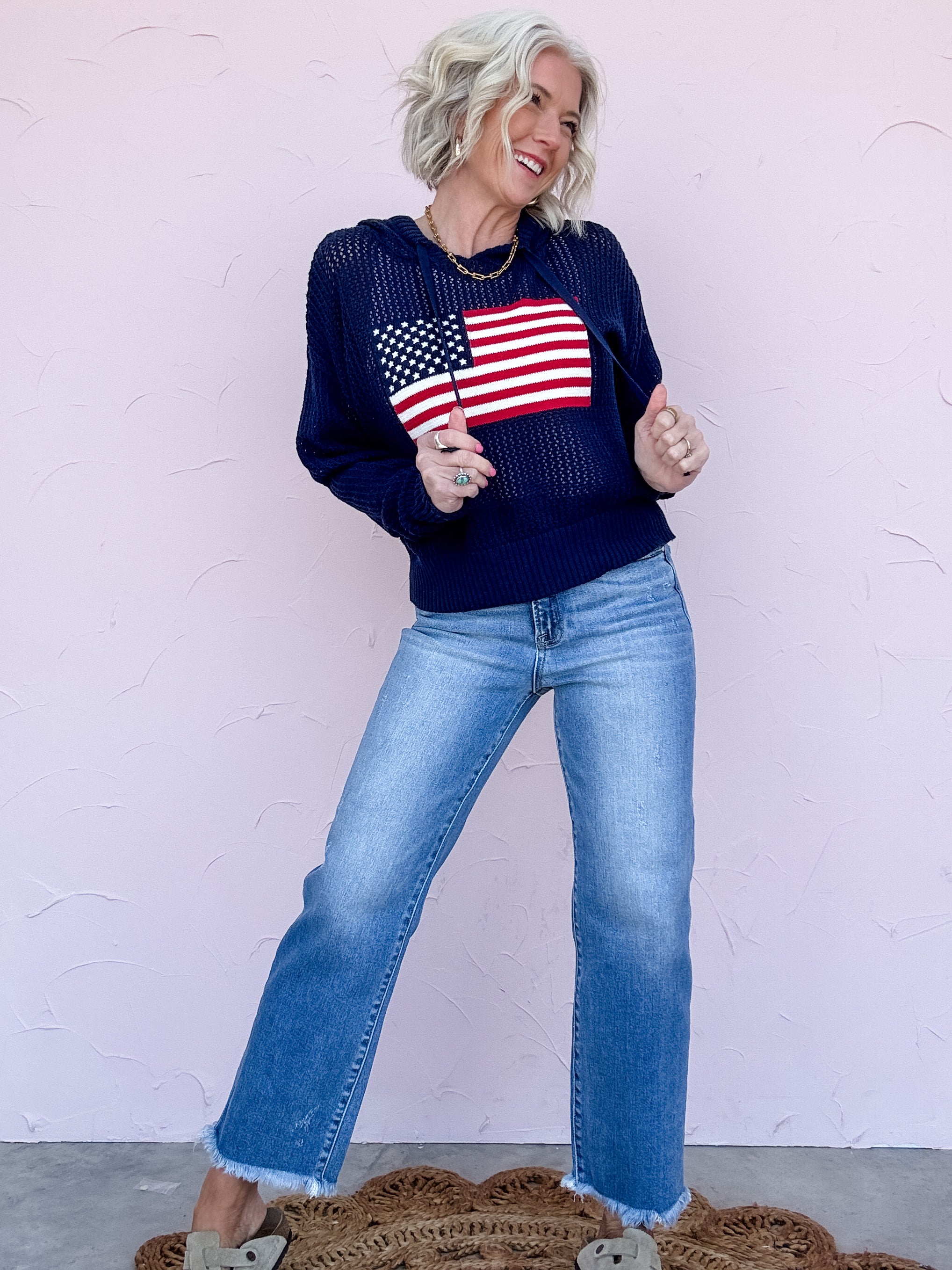 Stars & Stripes Open Knit Sweater