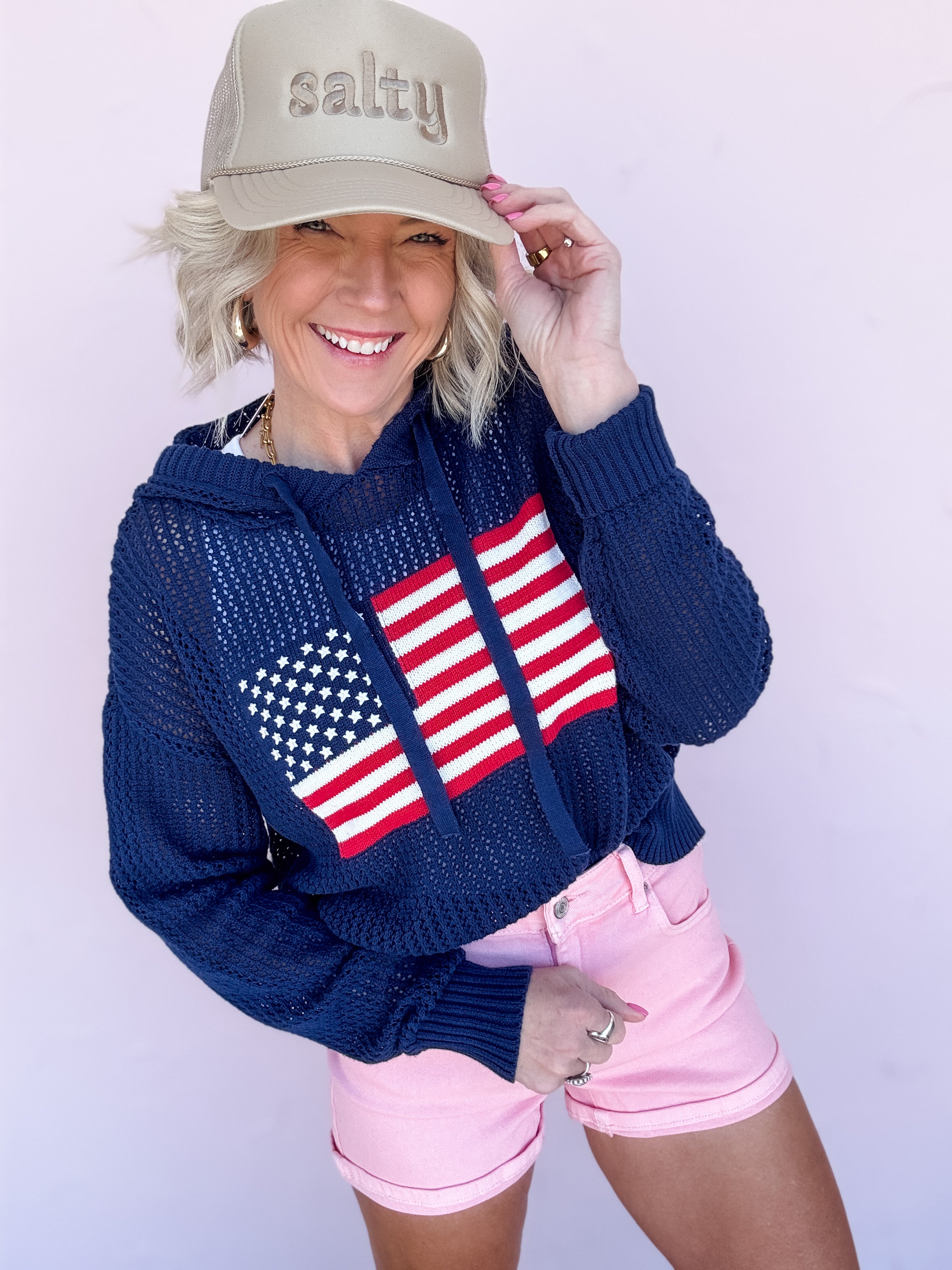 Stars & Stripes Open Knit Sweater