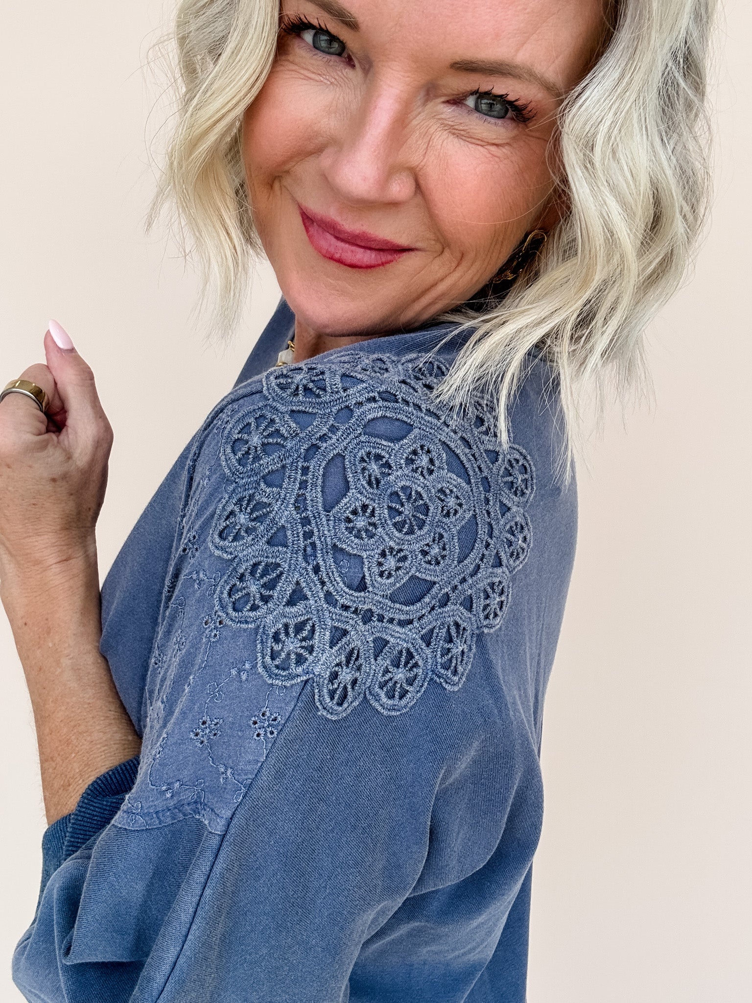 Lace & Leisure Top | Navy