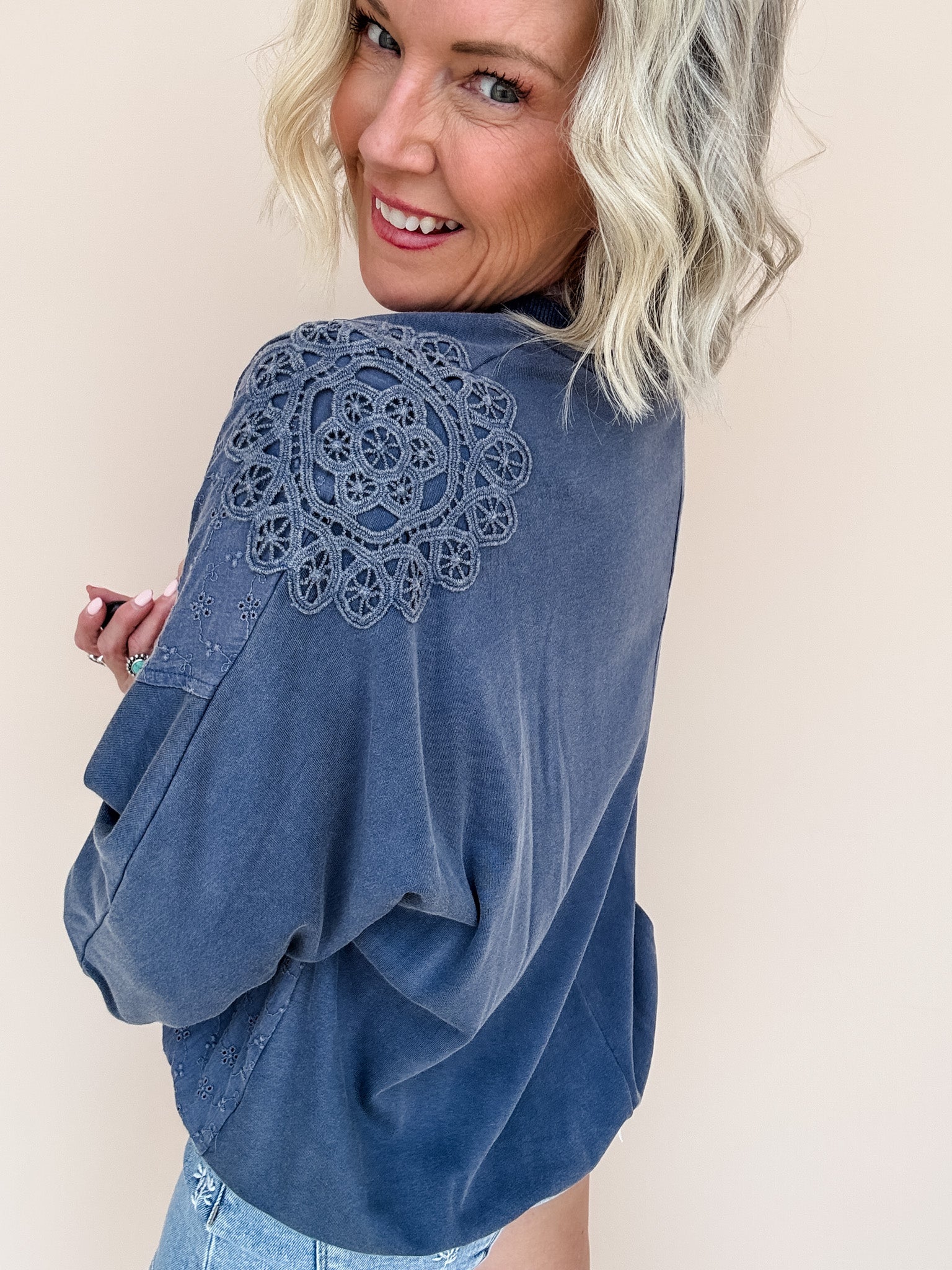 Lace & Leisure Top | Navy