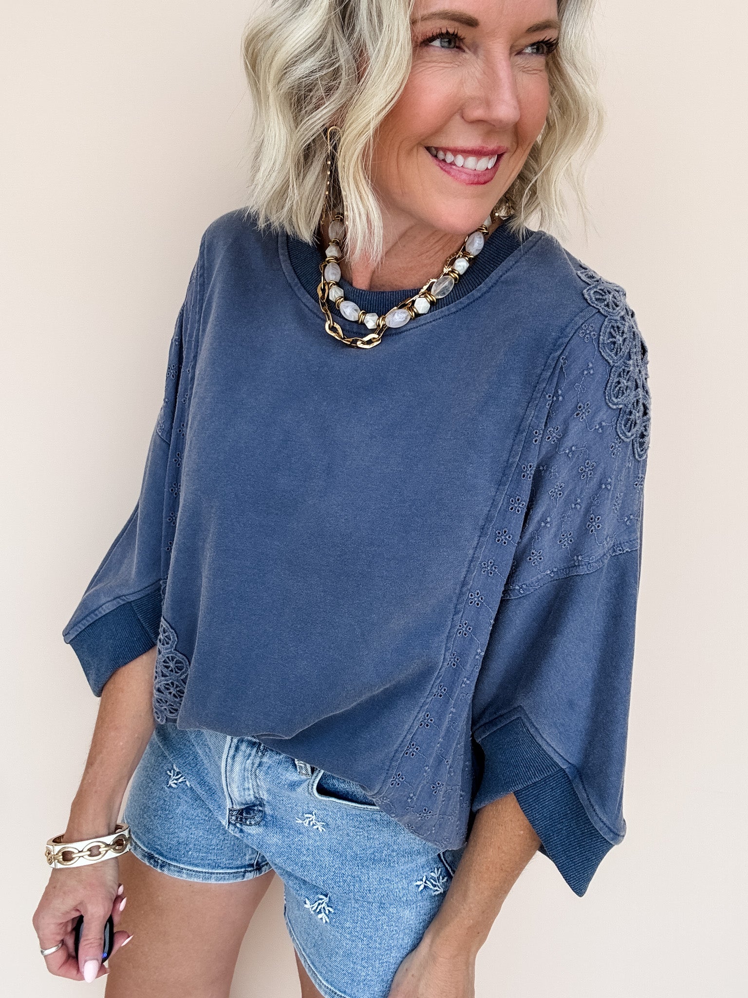 Lace & Leisure Top | Navy