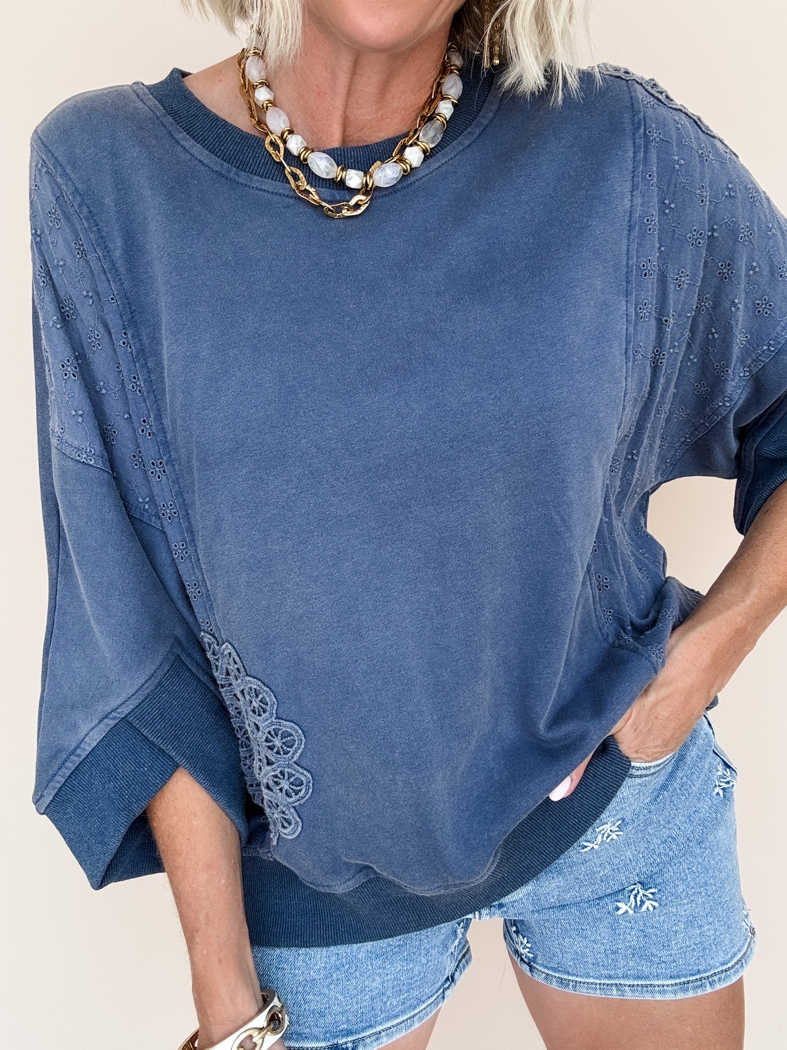 Lace & Leisure Top | Navy