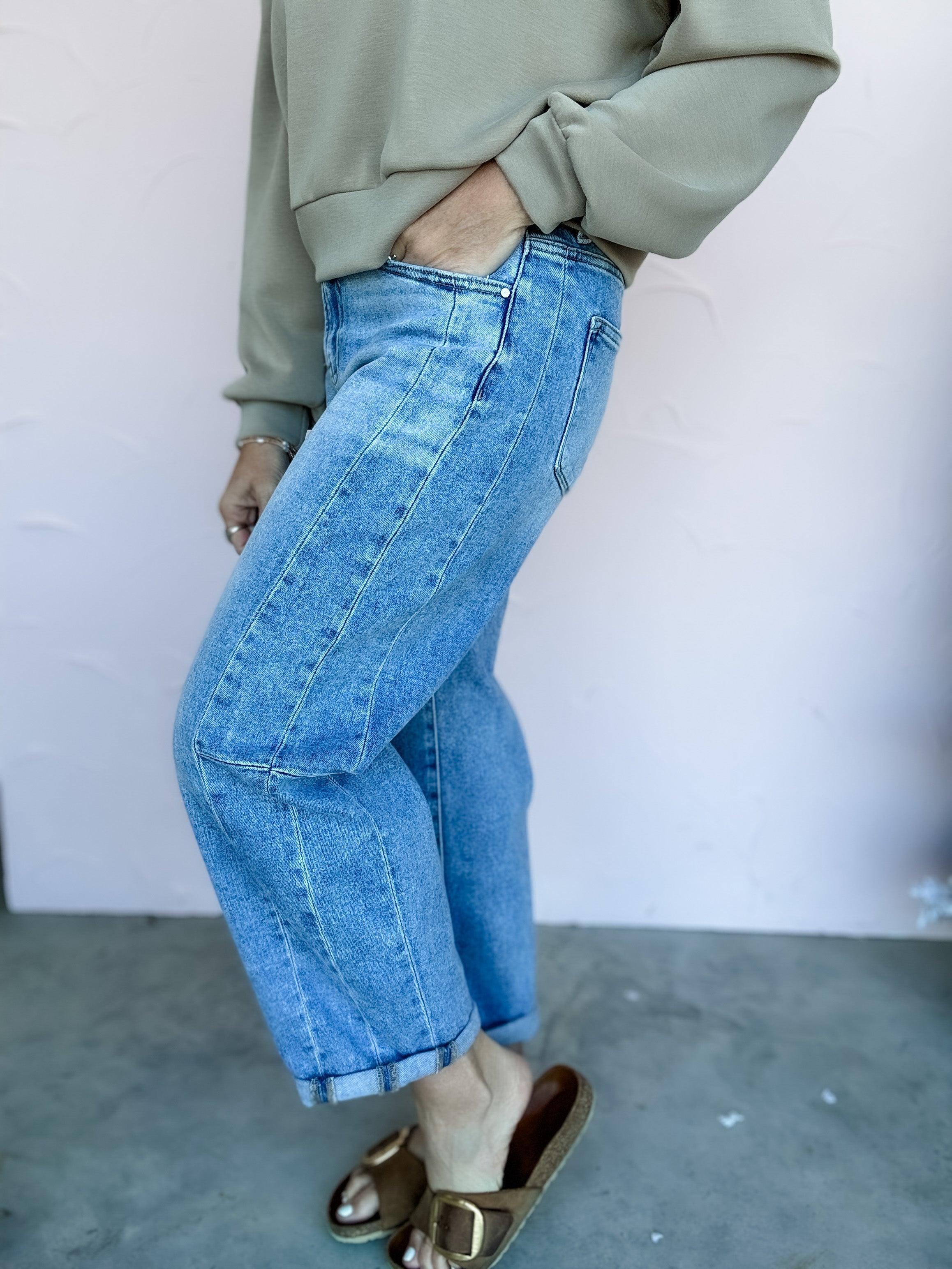 Avenue High Rise Barrel Jeans