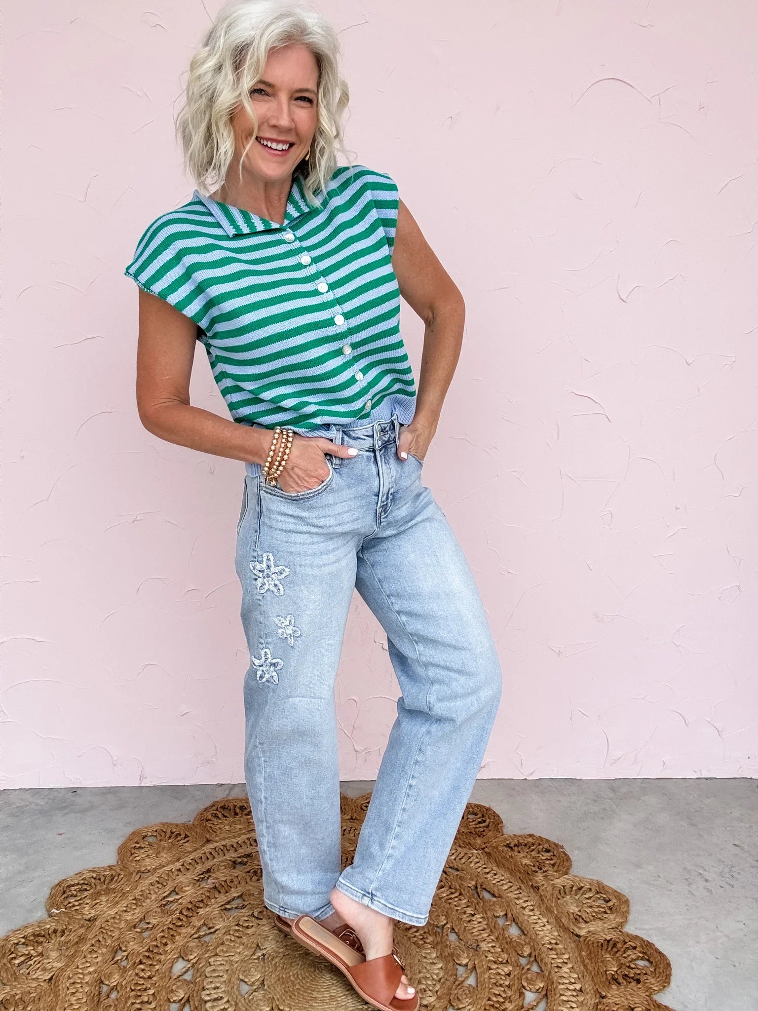 Flowerline Barrel Jeans