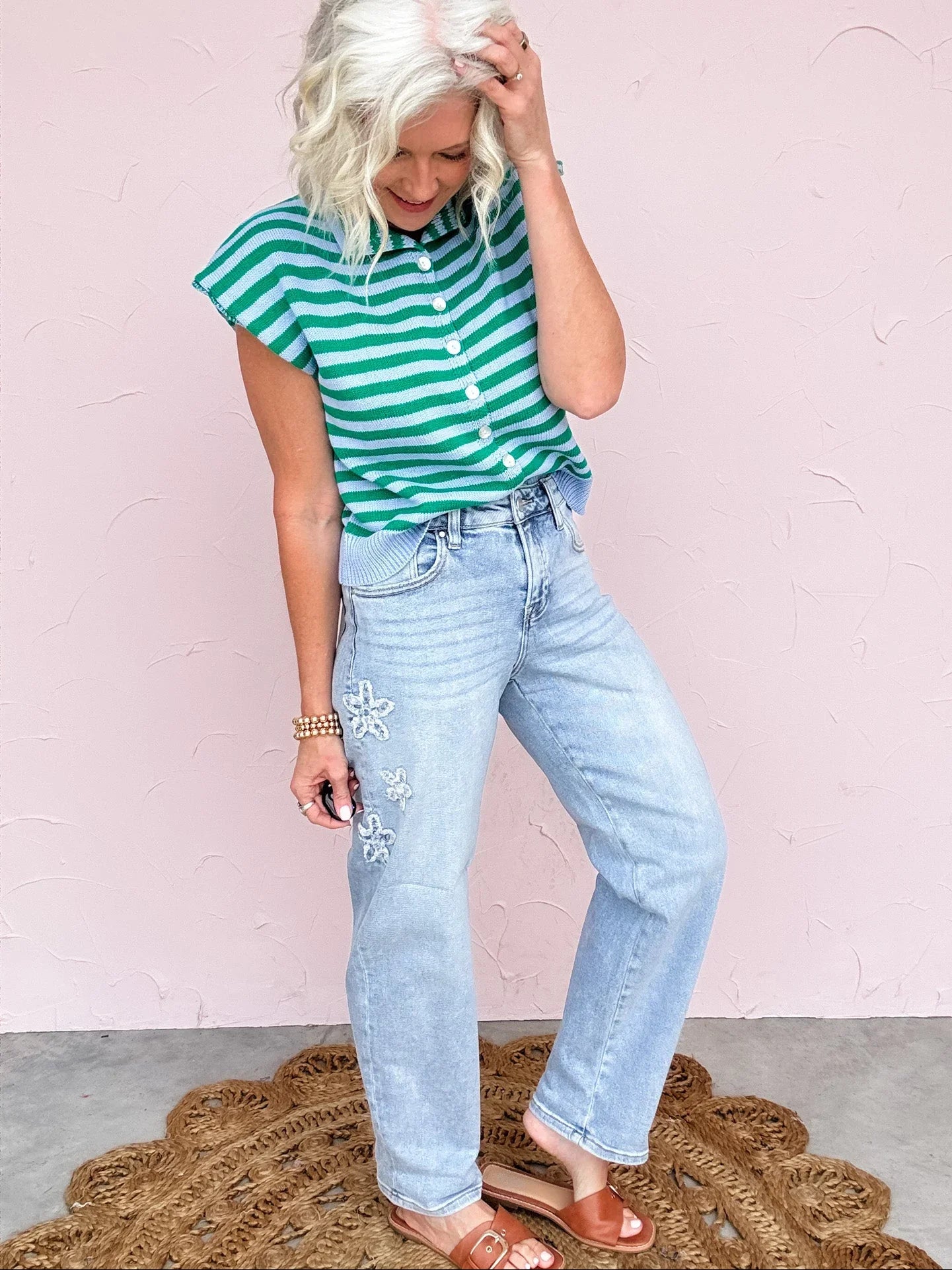 Flowerline Barrel Jeans