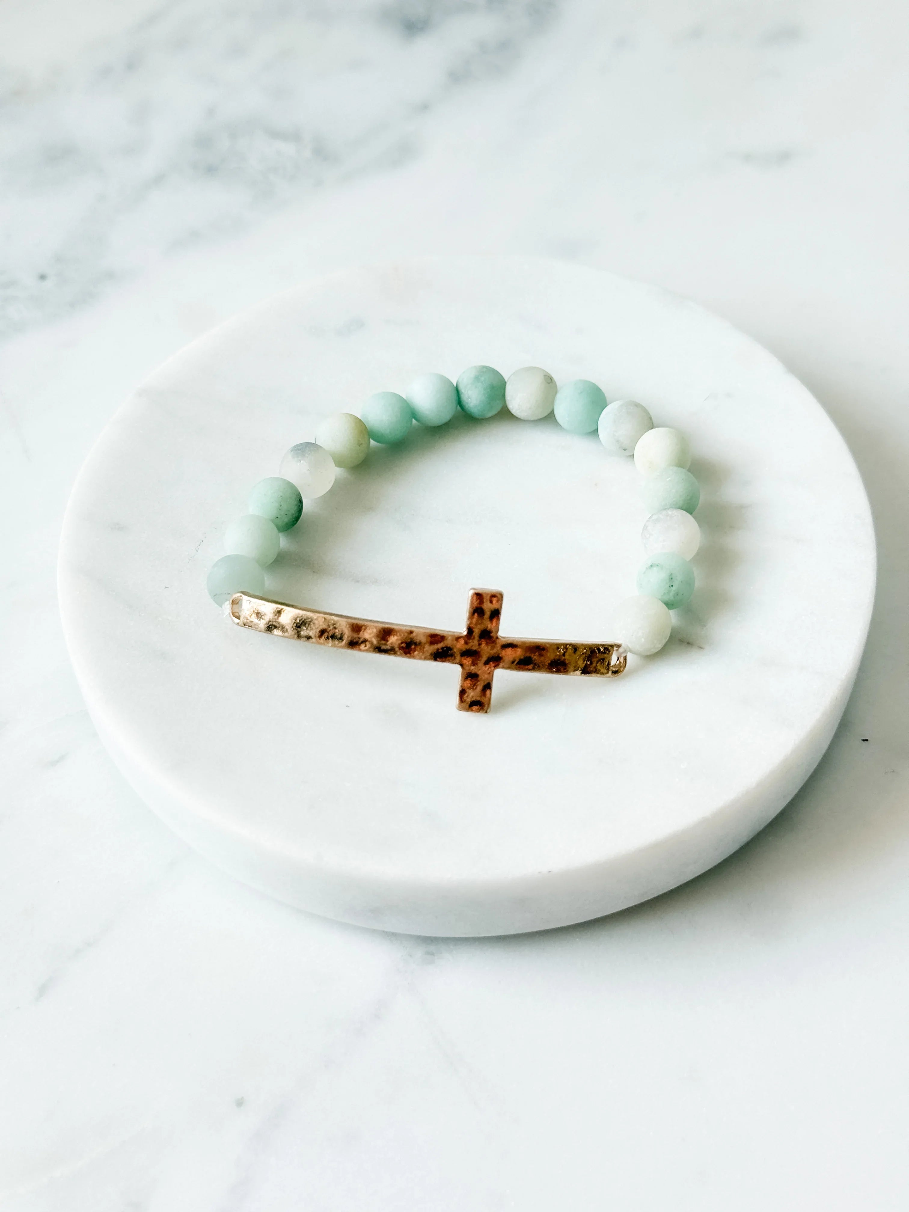 Amazonite Cross Bracelet